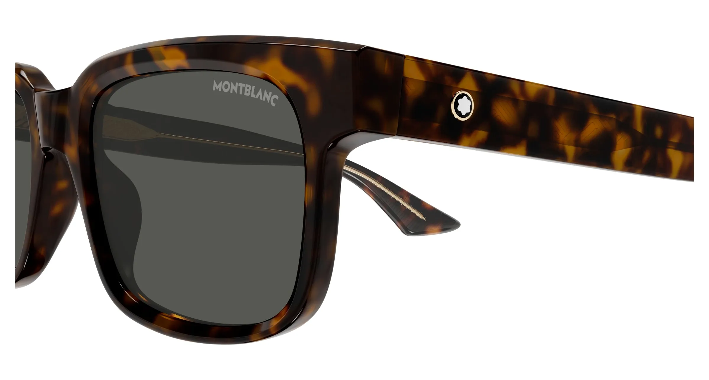 Montblanc MB0383S 002 Occhiali da sole Acetato Havana Grigio Squadrata - immagine 3