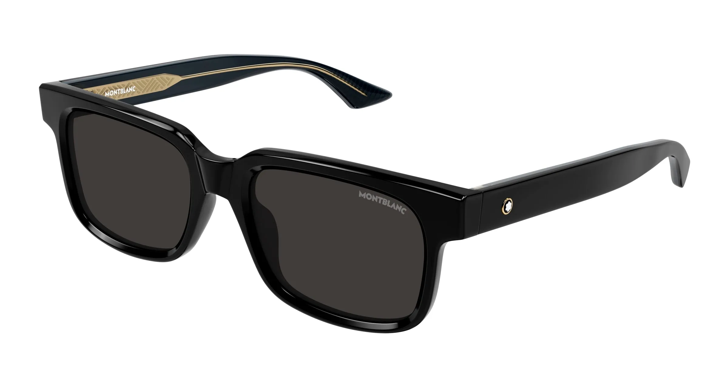 Montblanc MB0383S 001 Occhiali da sole Acetato Nero Grigio Squadrata - immagine 1