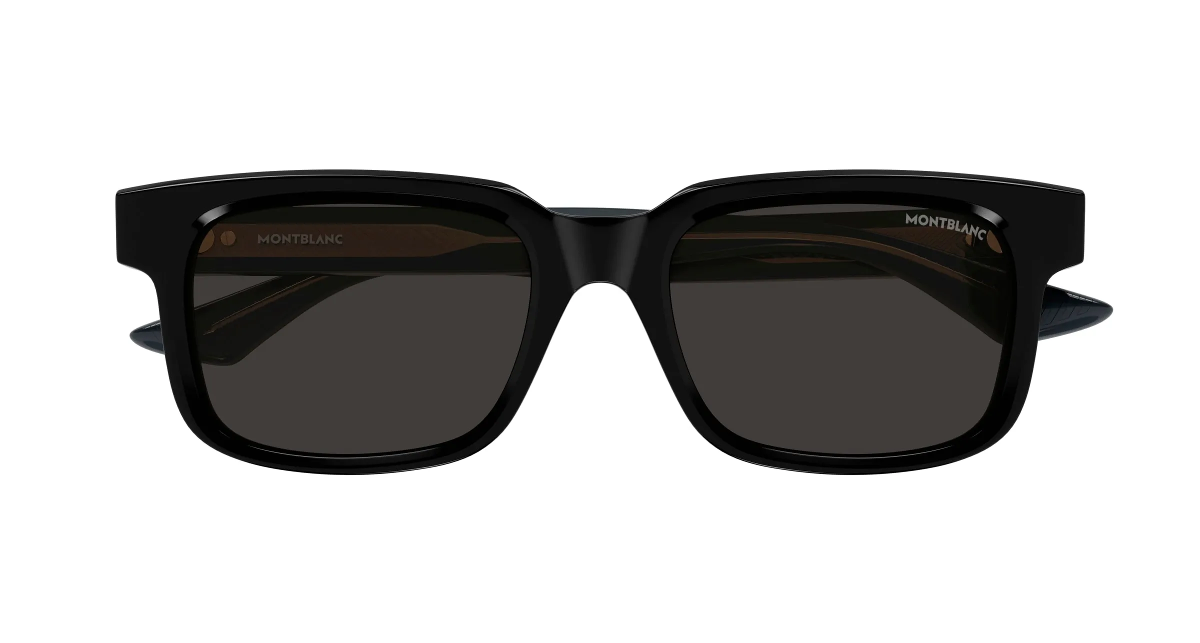 Montblanc MB0383S 001 Occhiali da sole Acetato Nero Grigio Squadrata - immagine 2