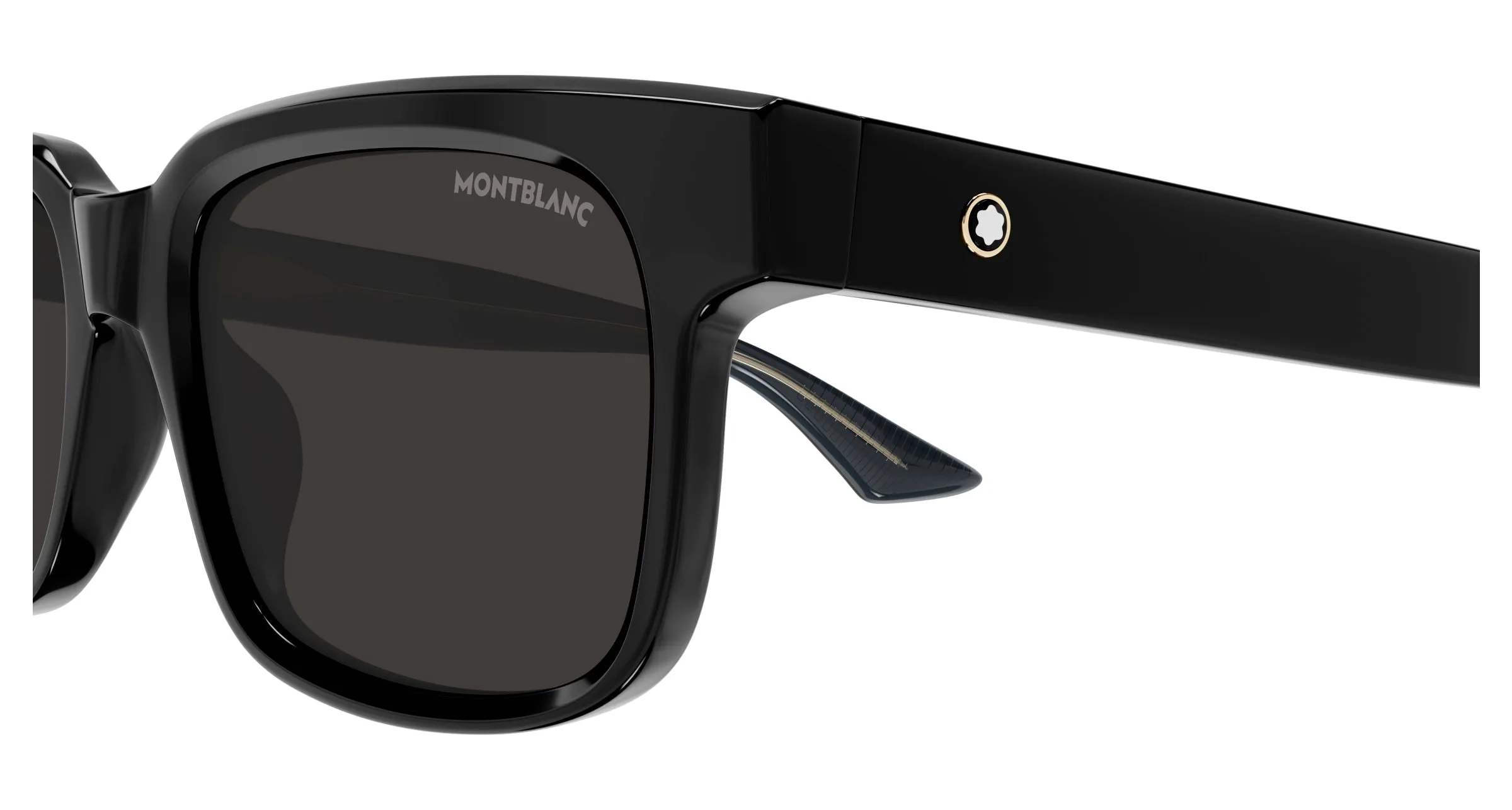 Montblanc MB0383S 001 Occhiali da sole Acetato Nero Grigio Squadrata - immagine 3