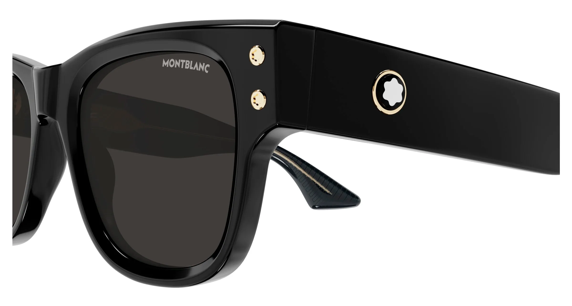 Montblanc MB0381S 001 Occhiali da sole Acetato Nero Grigio Squadrata - immagine 3