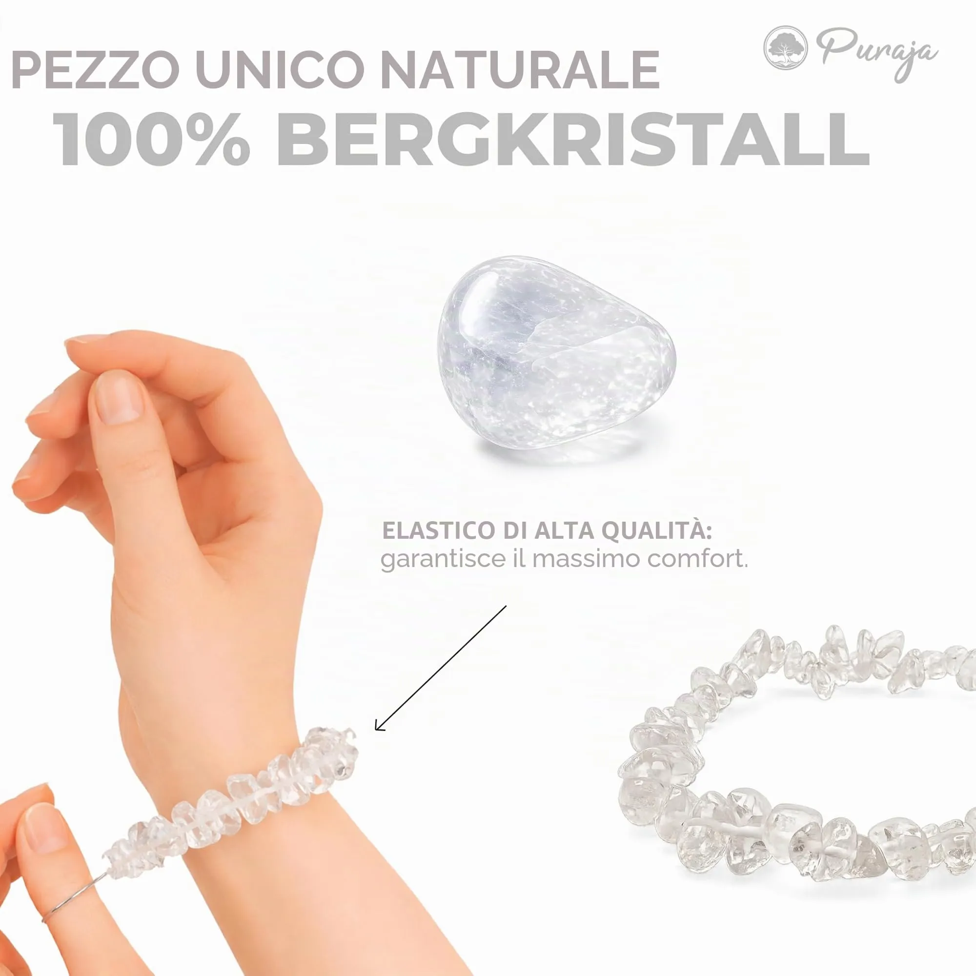 PURAJA Bracciale in vera pietra preziosa naturale: tormalina | Bracciale splendente in minerali di alta qualità, Eine Grösse, Gemma, Tormalina - immagine 3