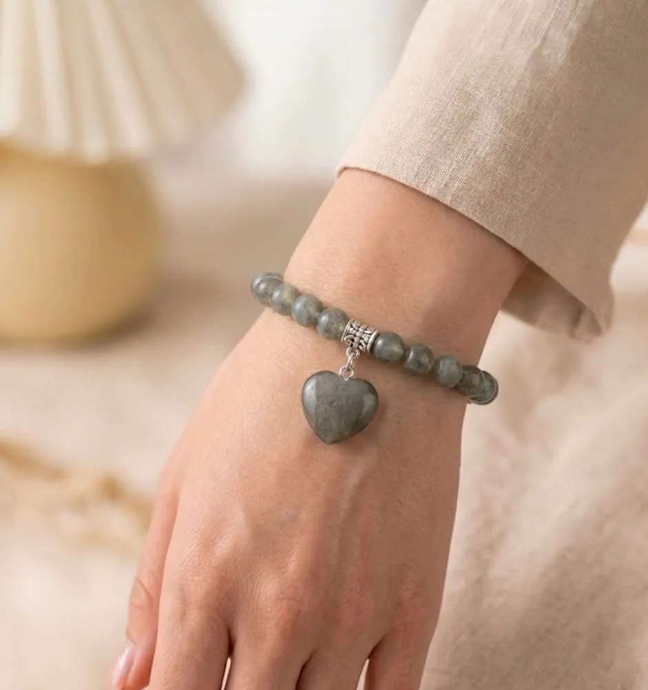 ALCHIMIA-Bracciale con Pietre Naturali Vere e Ciondolo a Cuore, Energia Positiva, Armonia Interiore e Protezione Spirituale, Amore e Benessere Labradorite - immagine 7