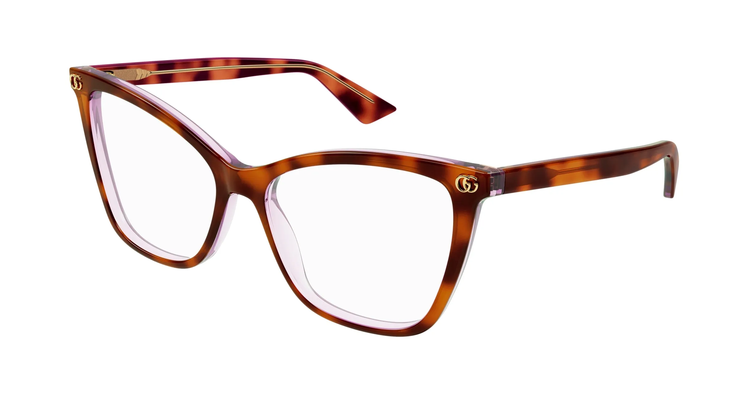 Gucci GG1817O 004 Montature da vista Acetato Havana Trasparente Cat Eye - immagine 1