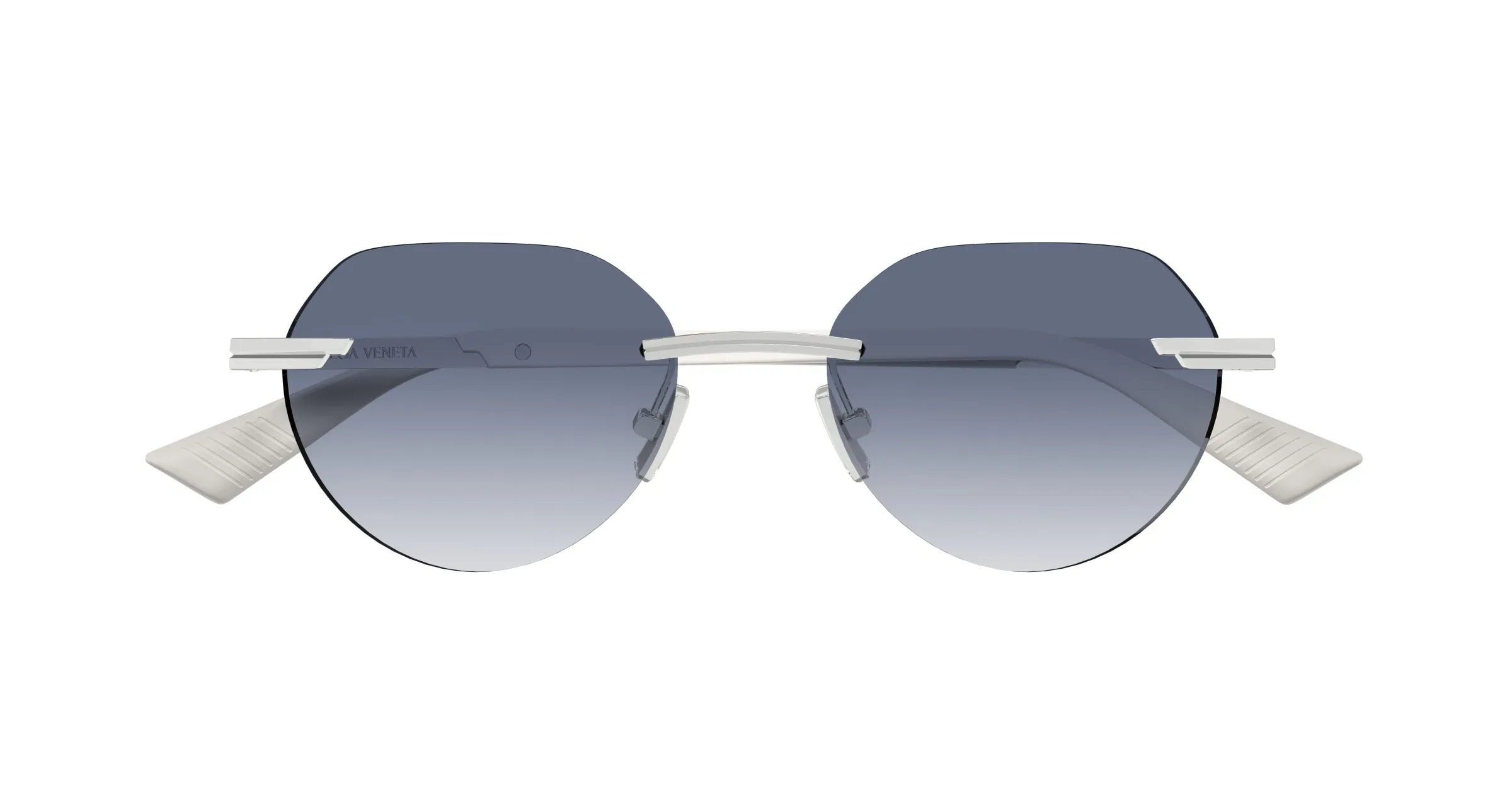 Bottega Veneta BV1379S 004 Occhiali da sole Metallo Argento Blu Rotonda - immagine 2