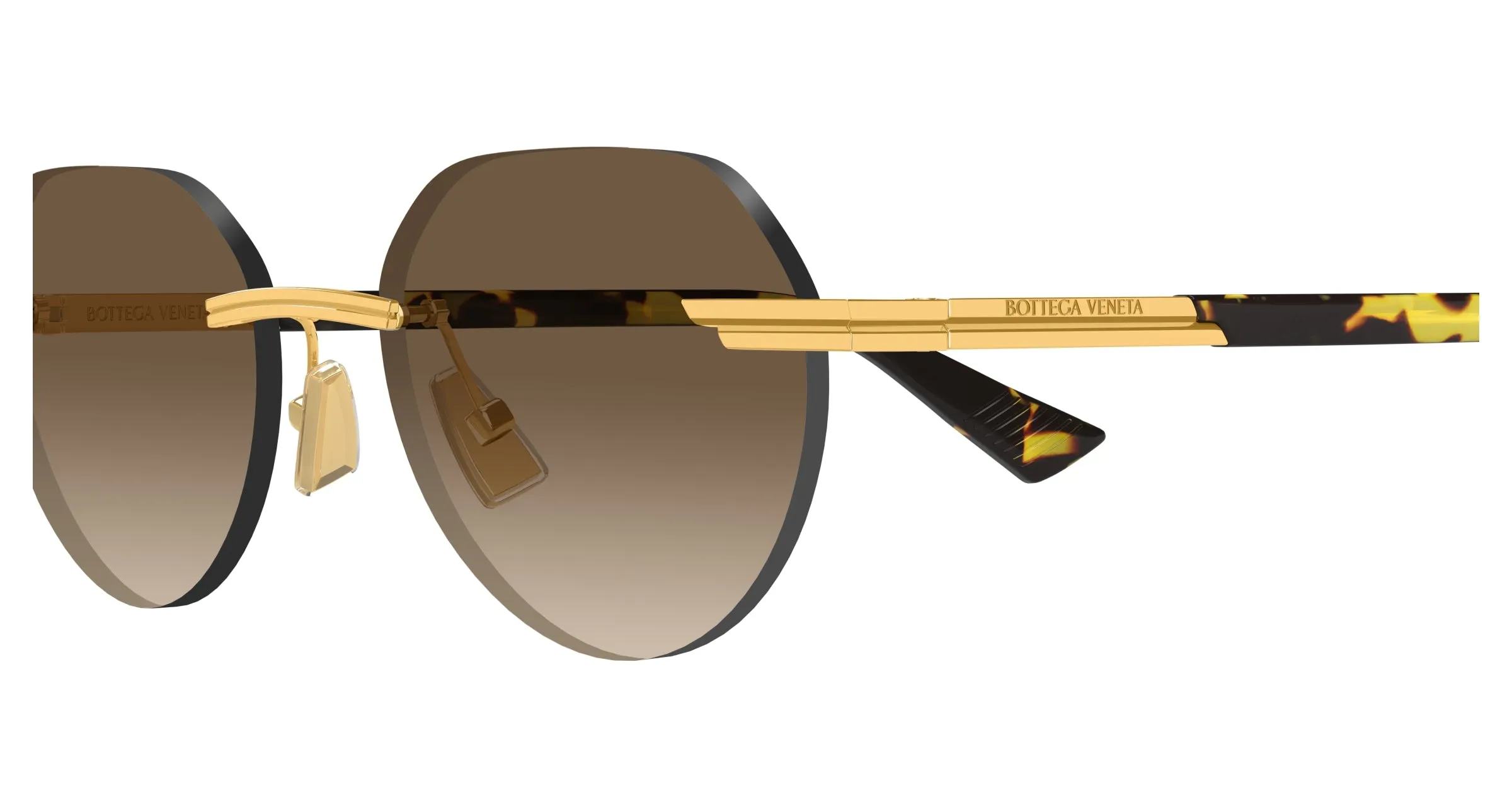 Bottega Veneta BV1379S 003 Occhiali da sole Metallo Oro Marrone Rotonda - immagine 3