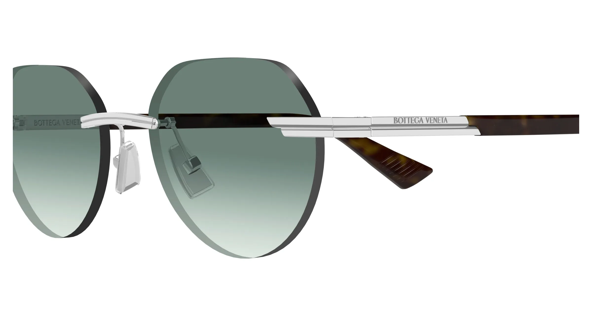 Bottega Veneta BV1379S 002 Occhiali da sole Metallo Argento Verde Rotonda - immagine 3