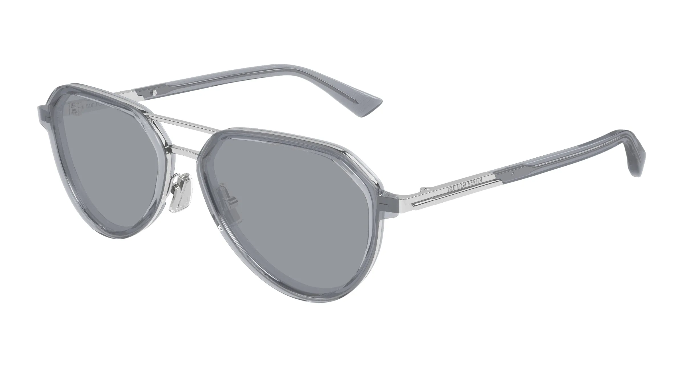 Bottega Veneta BV1373S 003 Occhiali da sole Acetato Argento Pilot - immagine 1