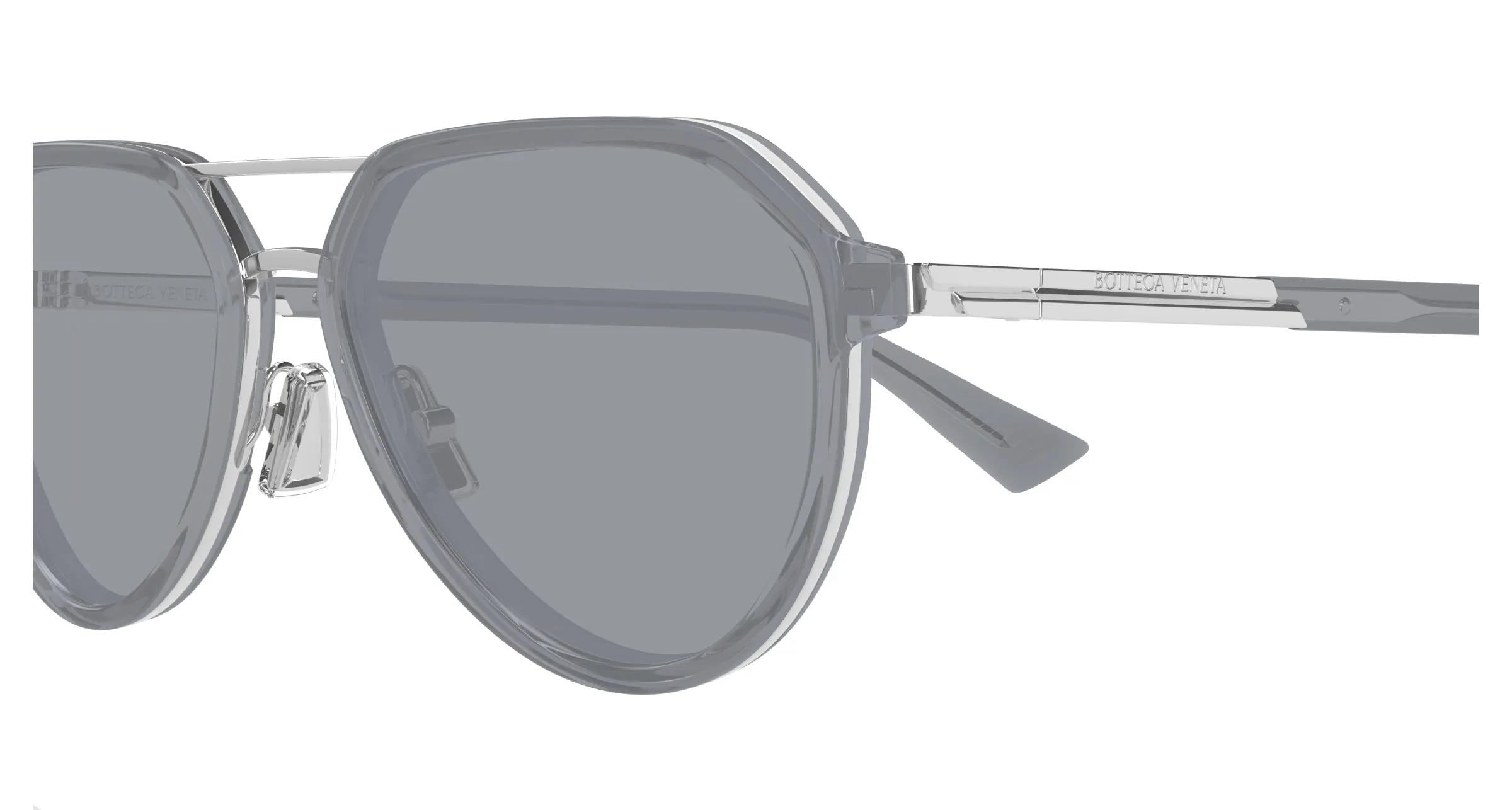 Bottega Veneta BV1373S 003 Occhiali da sole Acetato Argento Pilot - immagine 3