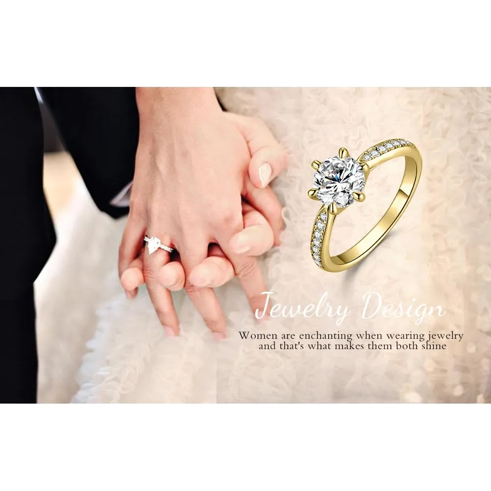 JewelryPalace 1.5ct Classico Anello Solitario Donna placcato oro giallo 14K con Creato Moissanite, Diamante Simulato Anelli Dorati con Pietre Laterali, Fedine Fidanzamento Oro Set Gioielli Donna 22 - immagine 6
