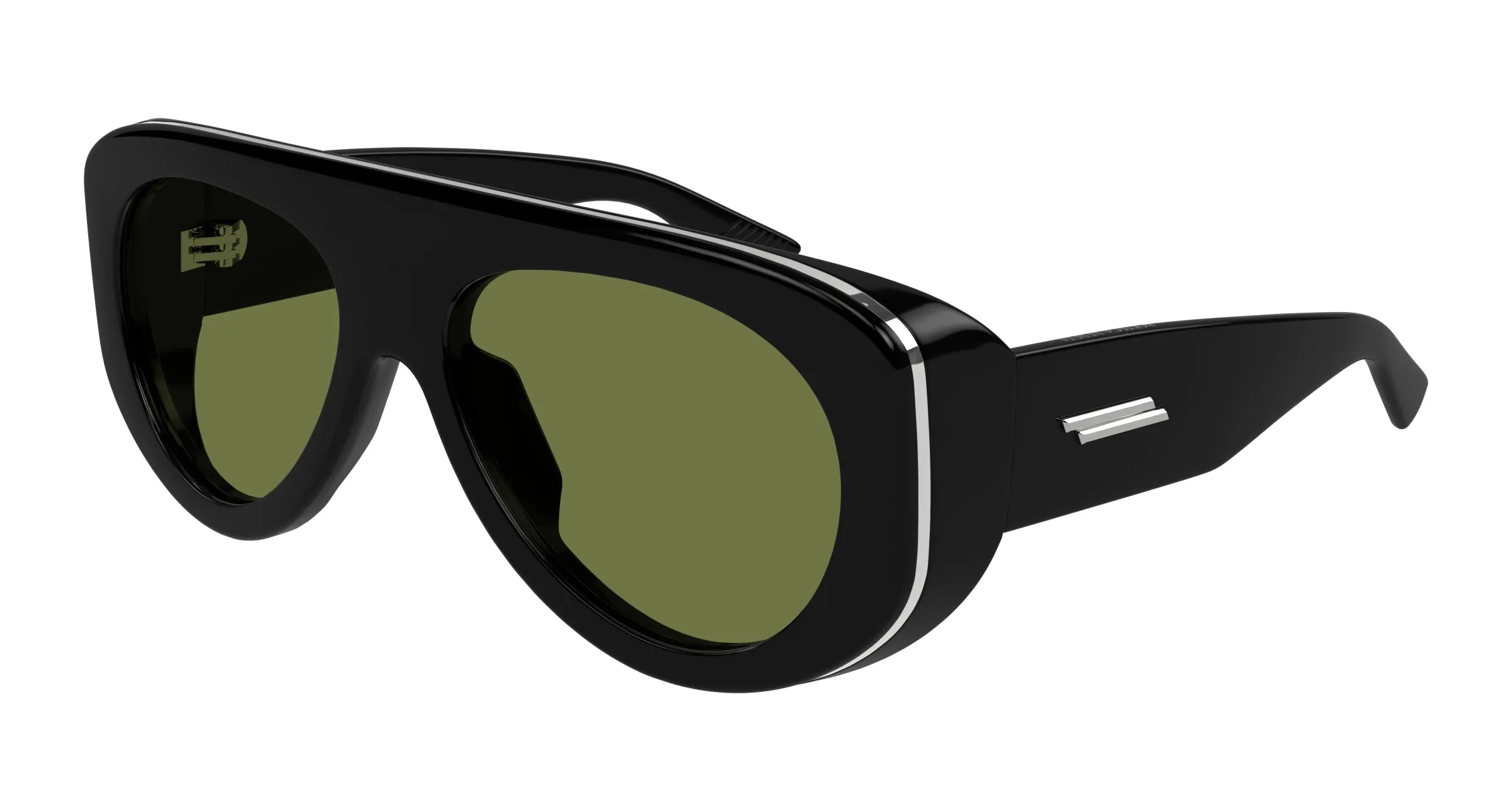 Bottega Veneta BV1362S 006 Occhiali da sole Iniettato Nero Verde Pilot - immagine 1