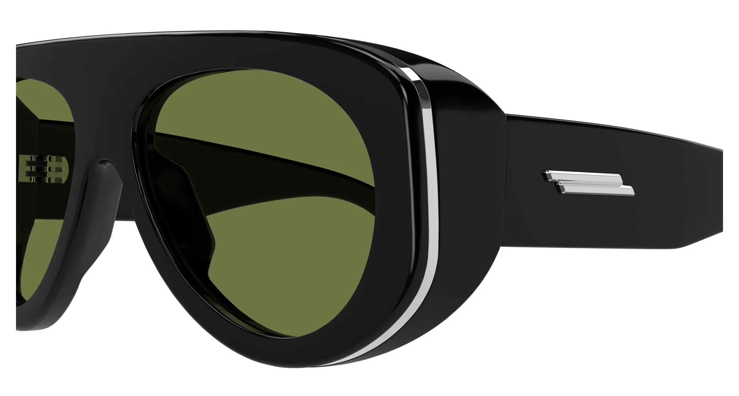 Bottega Veneta BV1362S 006 Occhiali da sole Iniettato Nero Verde Pilot - immagine 3