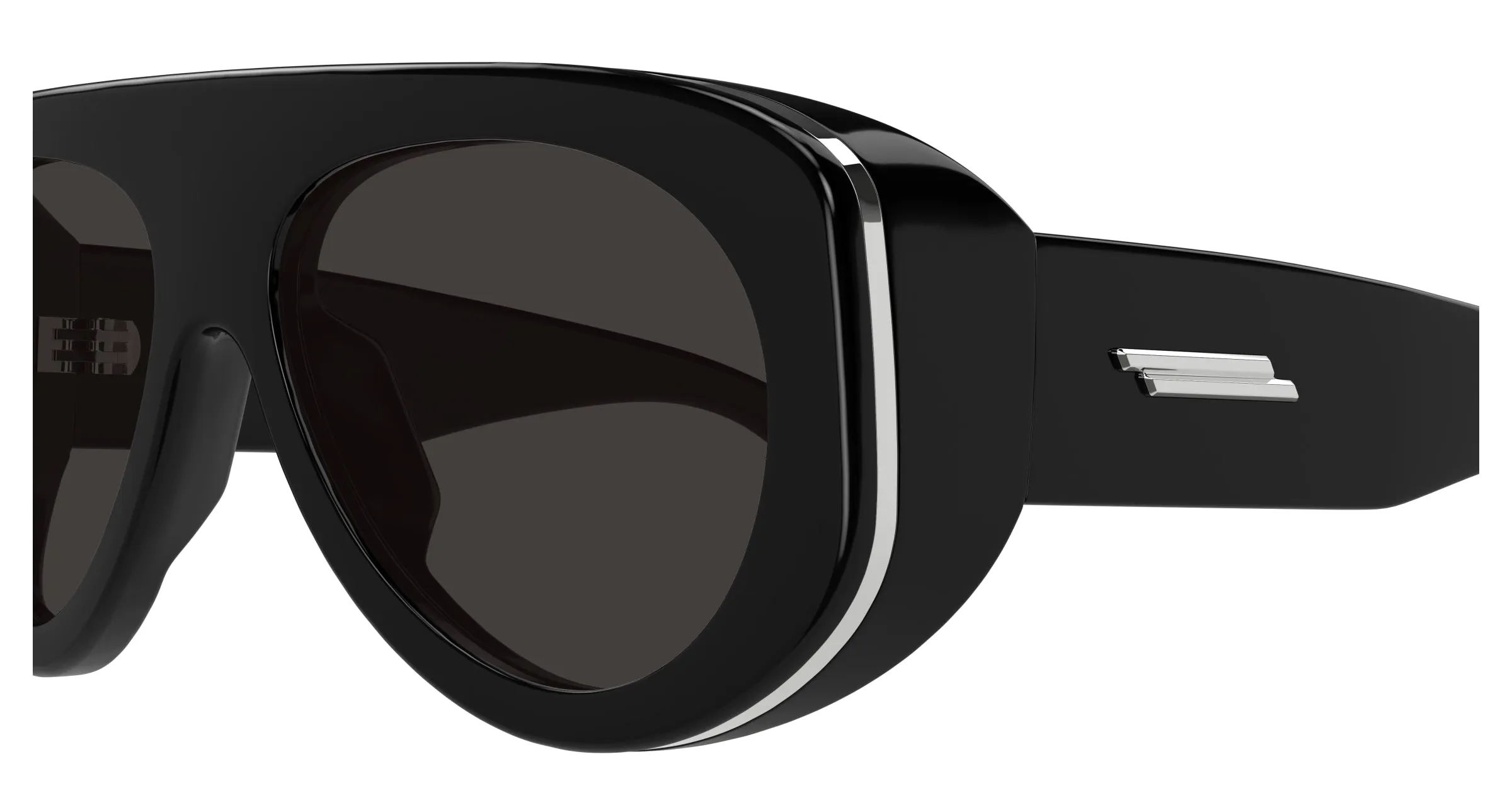 Bottega Veneta BV1362S 001 Occhiali da sole Iniettato Nero Grigio Pilot - immagine 3
