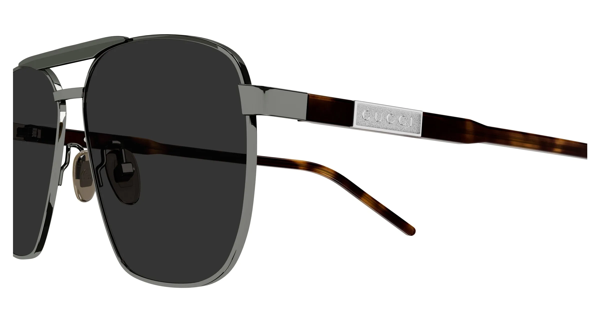 Gucci GG1164S 001 Occhiali da sole Metallo Rutenio Grigio Squadrata Normale - immagine 3