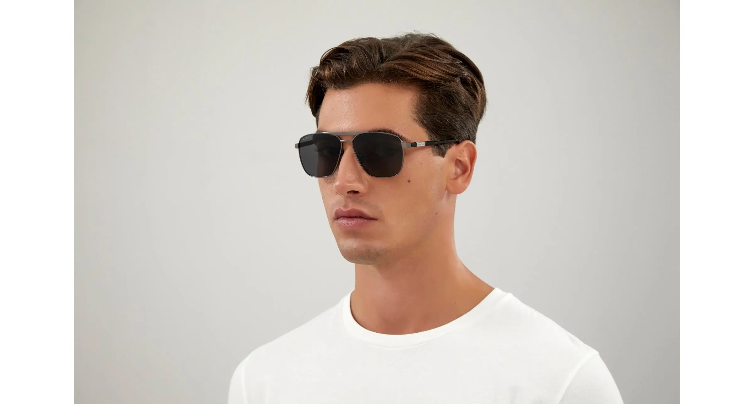Gucci GG1164S 001 Occhiali da sole Metallo Rutenio Grigio Squadrata Normale - immagine 4