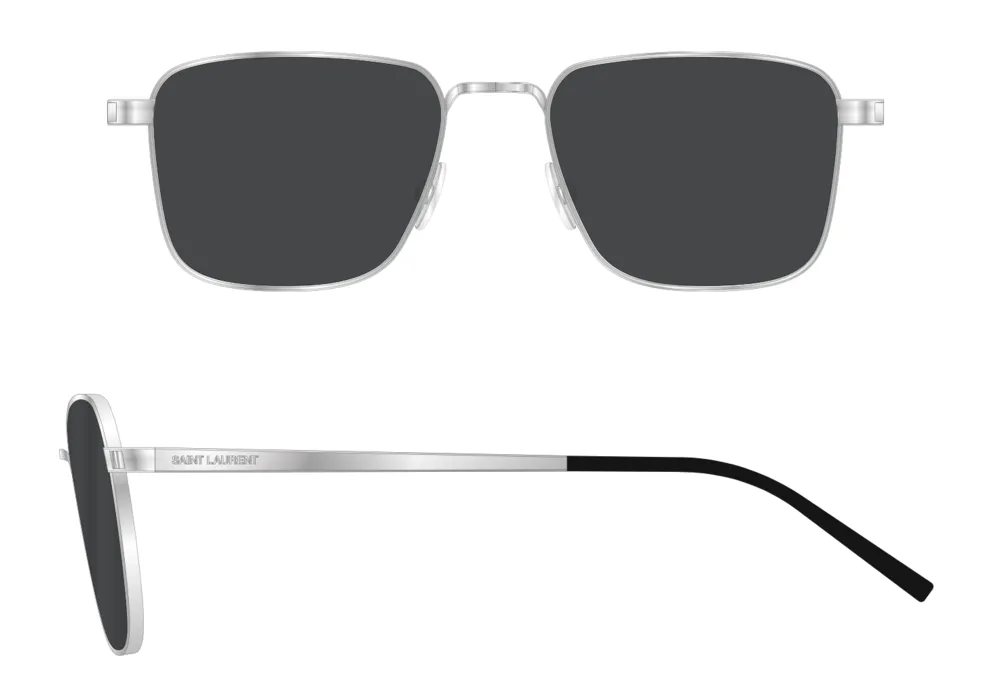 SAINT LAURENT Unisex SL 529 002 Occhiali da sole Metallo Argento Grigio Squadrata Normale - immagine 2