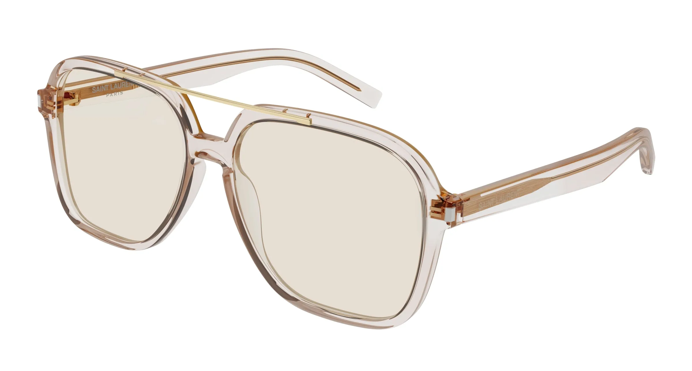 SAINT LAURENT SL 545 002 Occhiali da sole Acetato Beige Giallo Squadrata Normale - immagine 1