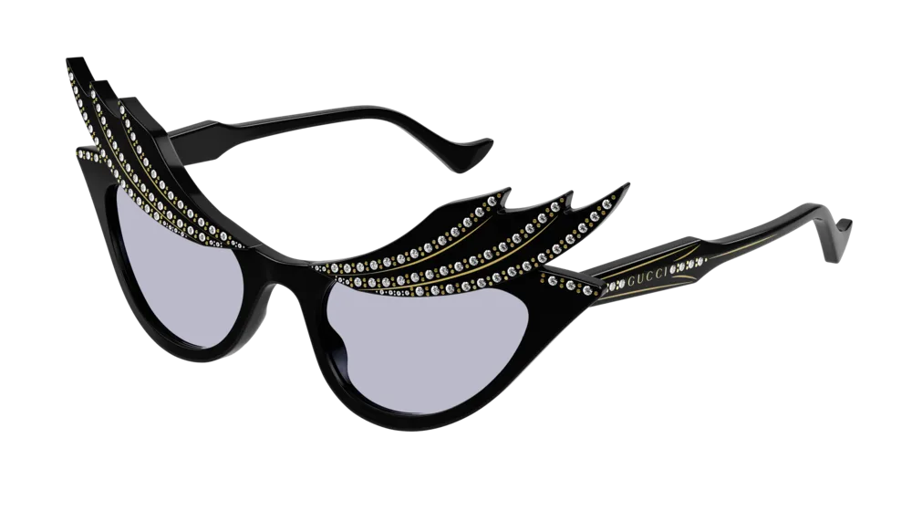 Gucci Donna GG1094S 001 Occhiali da sole Acetato Nero Viola Cat Eye Normale - immagine 1