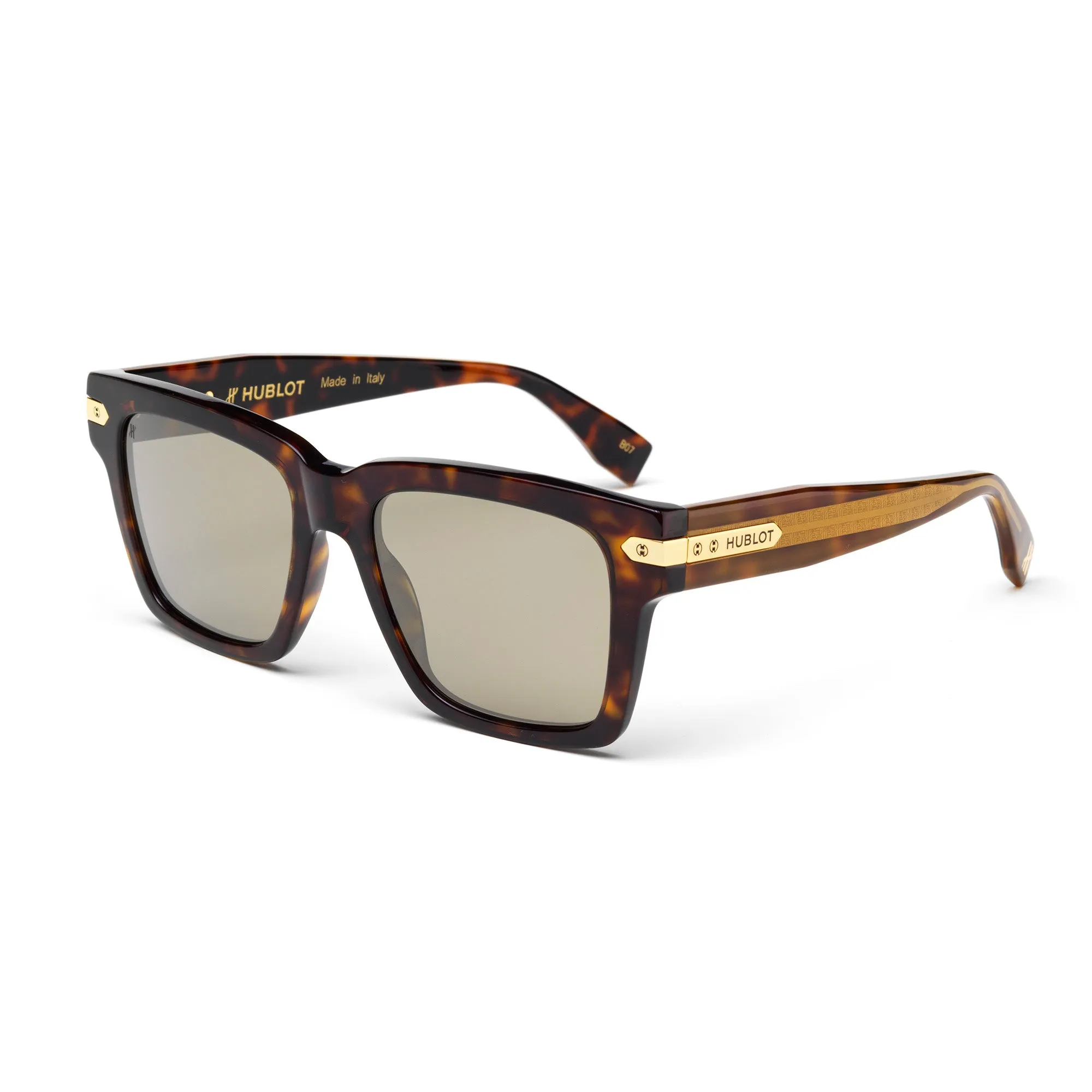 HUBLOT Unisex H044 092.120 Occhiali da sole Acetato Havana Oro Squadrata Polarizzata Flash - immagine 1