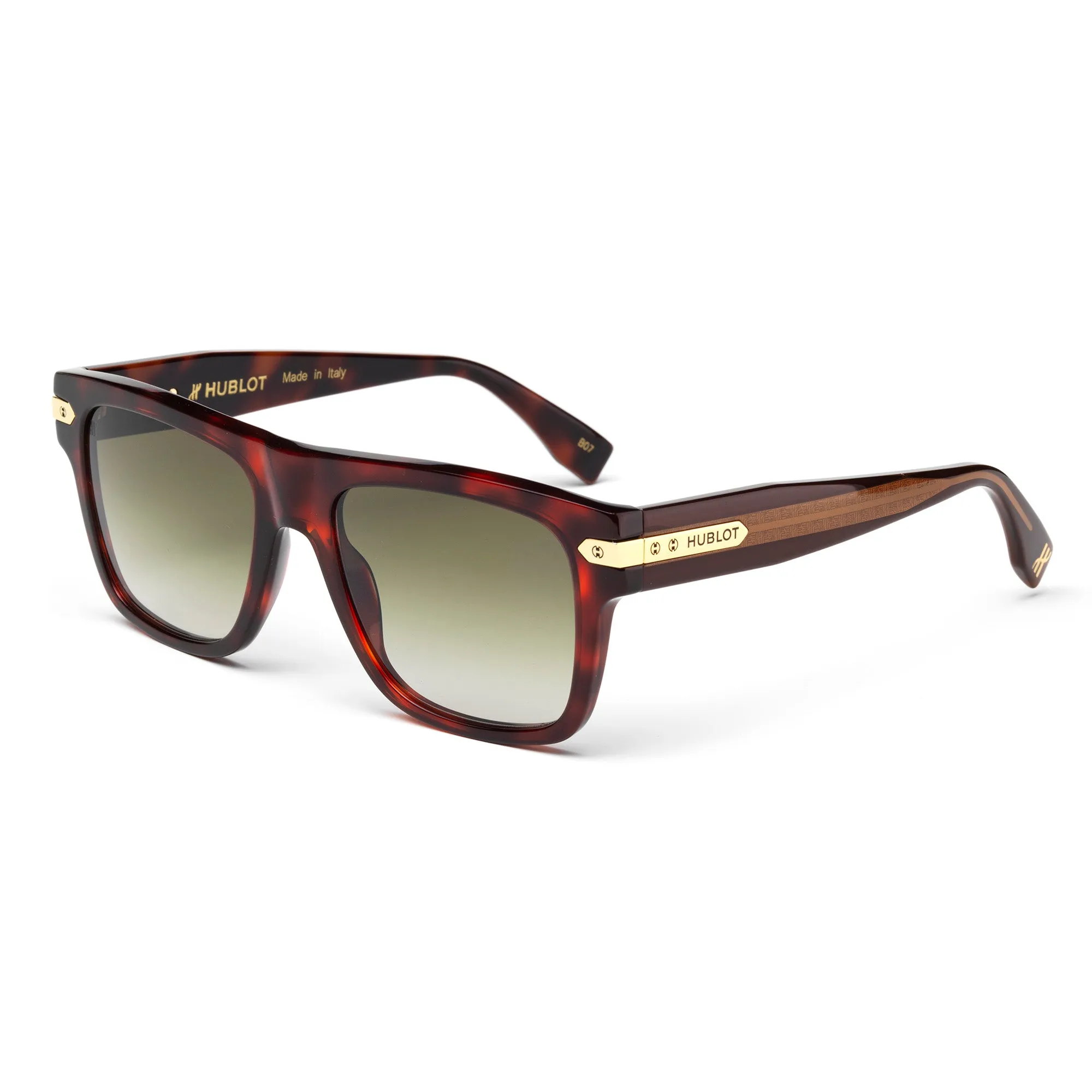 HUBLOT Unisex H043 152.120 Occhiali da sole Acetato Havana Verde Squadrata Normale Sfumato - immagine 1