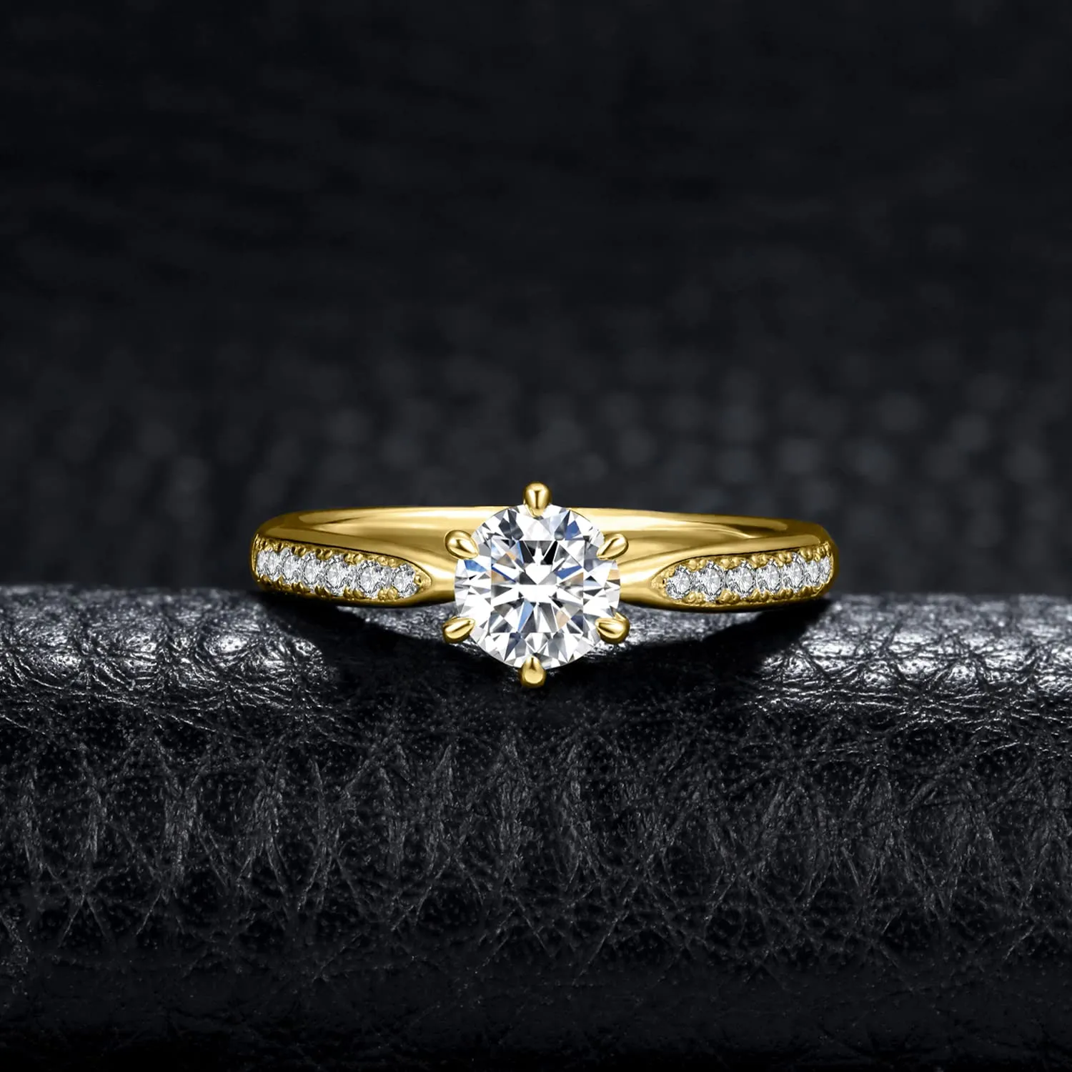 JewelryPalace 0.5ct Classico Anello Solitario Donna placcato oro giallo 14K con Creato Moissanite, Diamante Simulato Anelli Dorati con Pietre Laterali, Fedine Fidanzamento Oro Set Gioielli Donna 8 - immagine 3