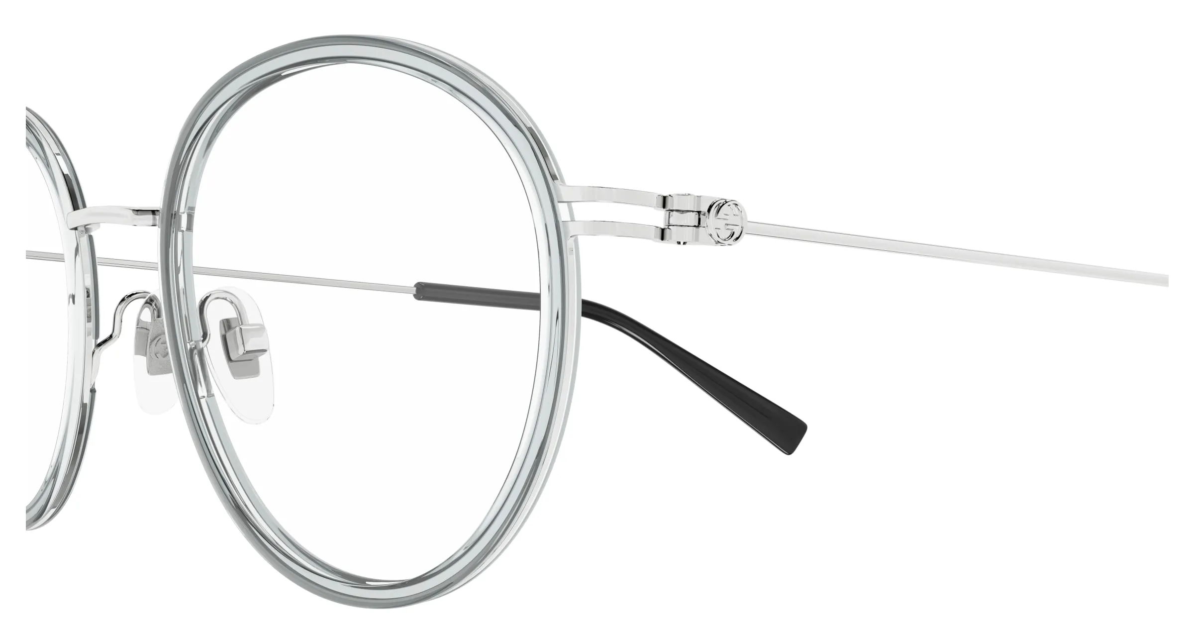 Gucci GG1851O 003 Montature da vista Iniettato Grigio Trasparente Rotonda - immagine 3