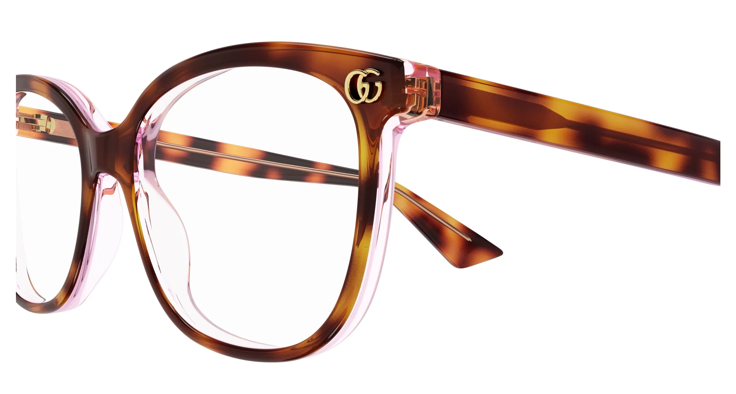 Gucci GG1816O 004 Montature da vista Acetato Havana Trasparente Squadrata - immagine 3