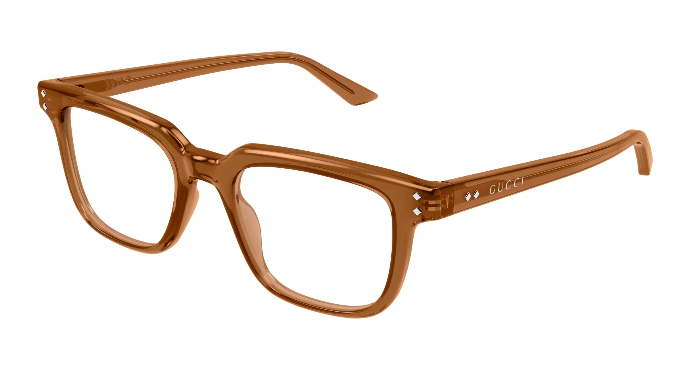 Gucci GG1895O 004 Montature da vista Acetato Marrone Trasparente Squadrata - immagine 1
