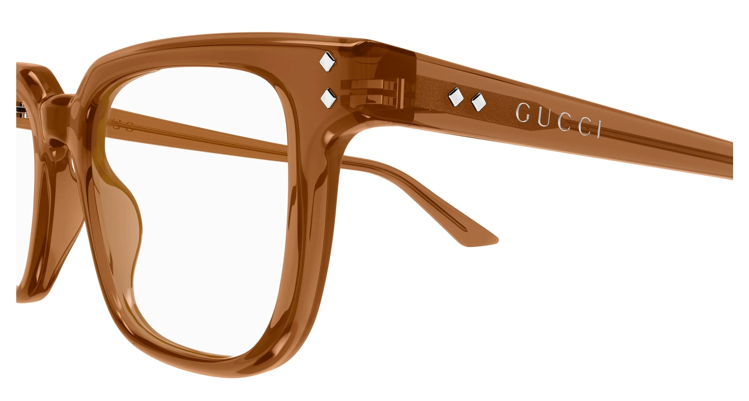 Gucci GG1895O 004 Montature da vista Acetato Marrone Trasparente Squadrata - immagine 3