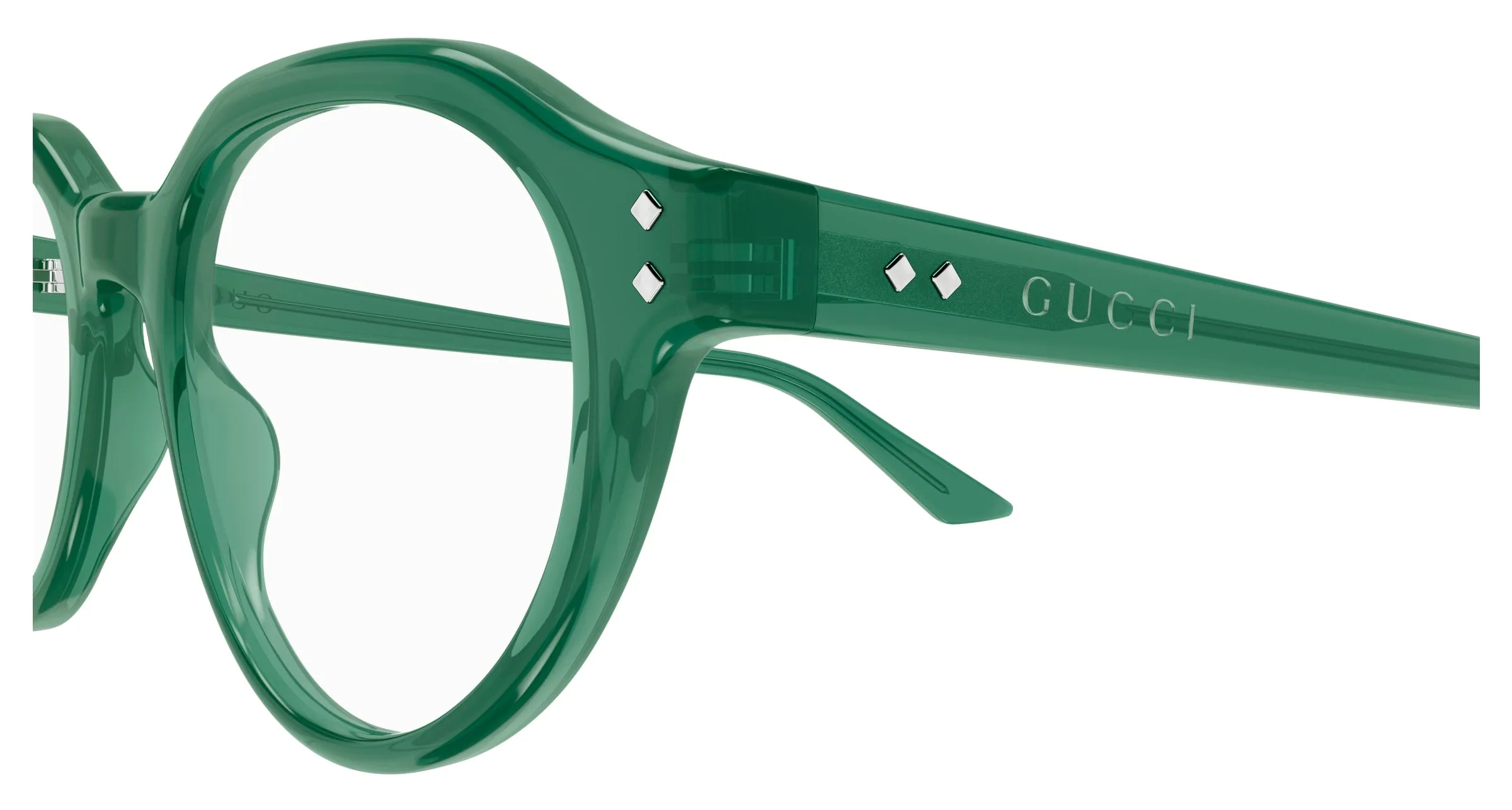 Gucci GG1894O 004 Montature da vista Acetato Verde Trasparente Rotonda - immagine 3