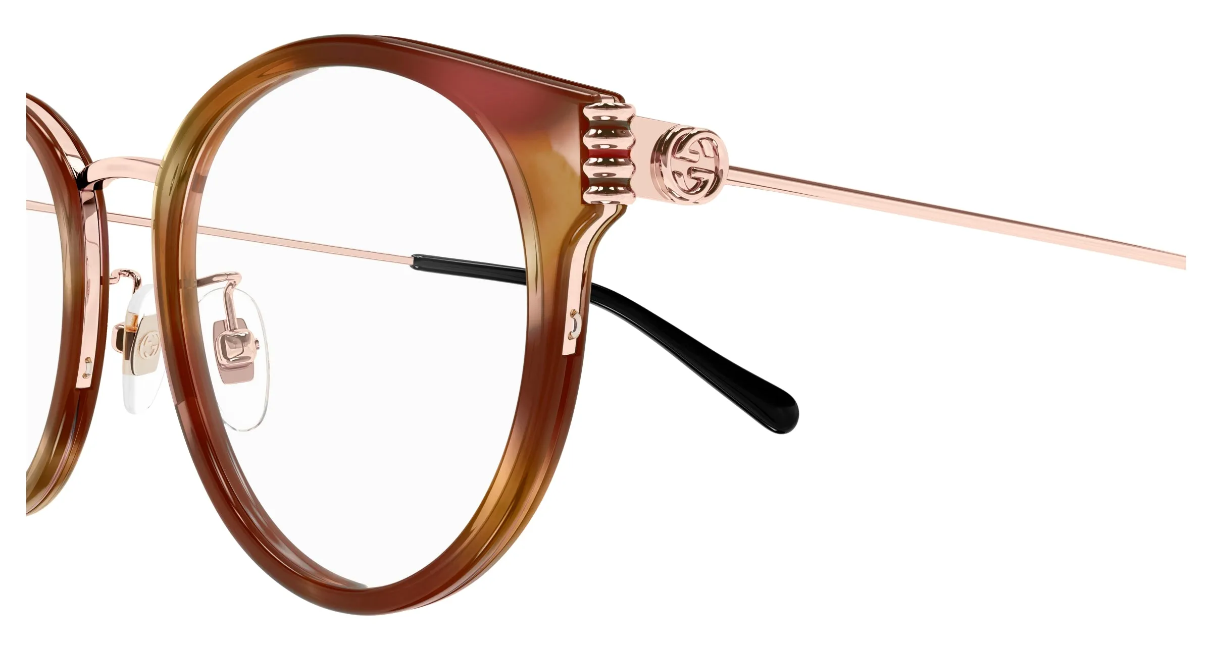 Gucci GG1885OA 004 Montature da vista Acetato Havana Trasparente Rotonda - immagine 3