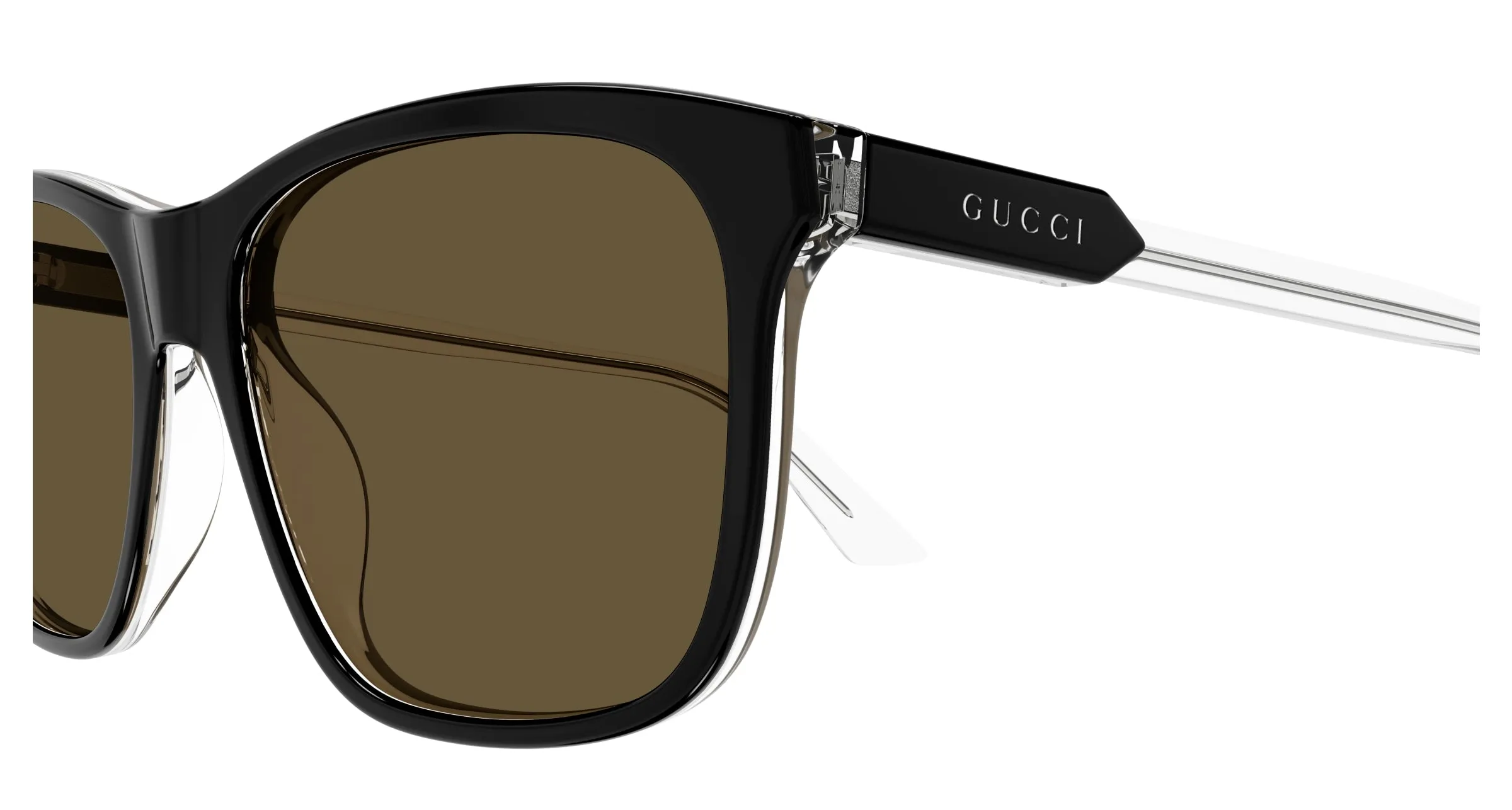 Gucci GG1819S 005 Occhiali da sole Acetato Nero Marrone Squadrata - immagine 3