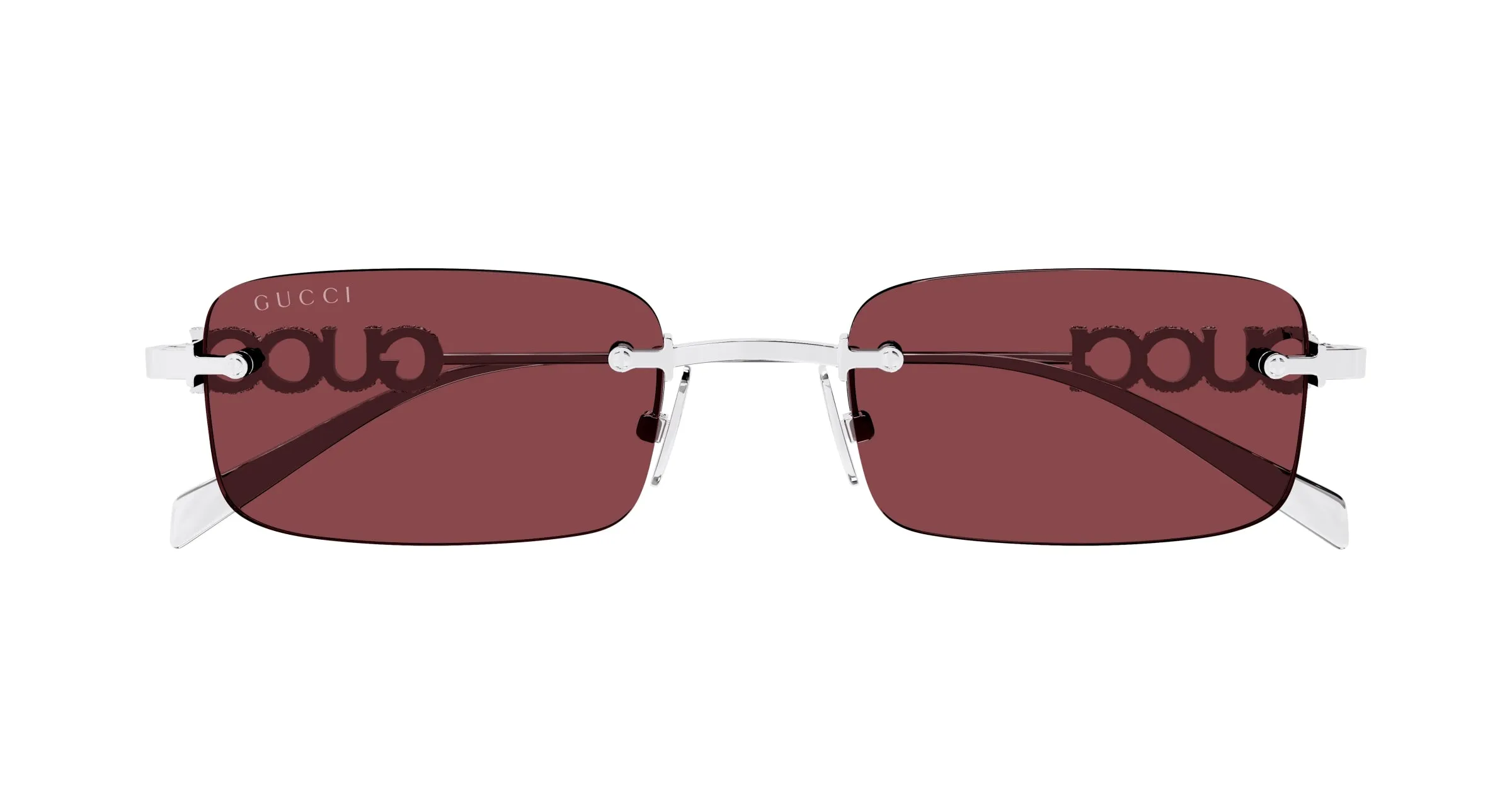 Gucci GG1808S 004 Occhiali da sole Metallo Argento Rosso Squadrata - immagine 2