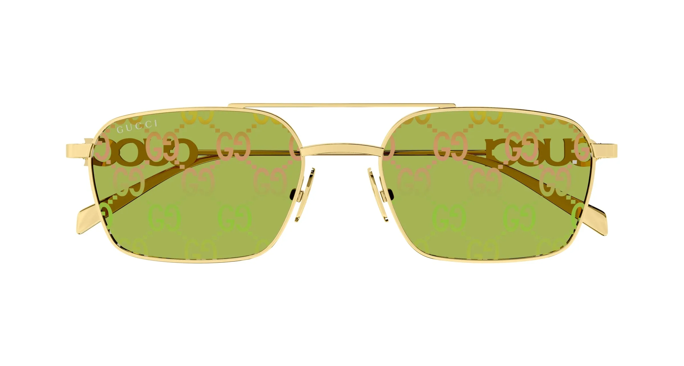 Gucci GG1804S 002 Occhiali da sole Metallo Oro Verde Squadrata - immagine 2