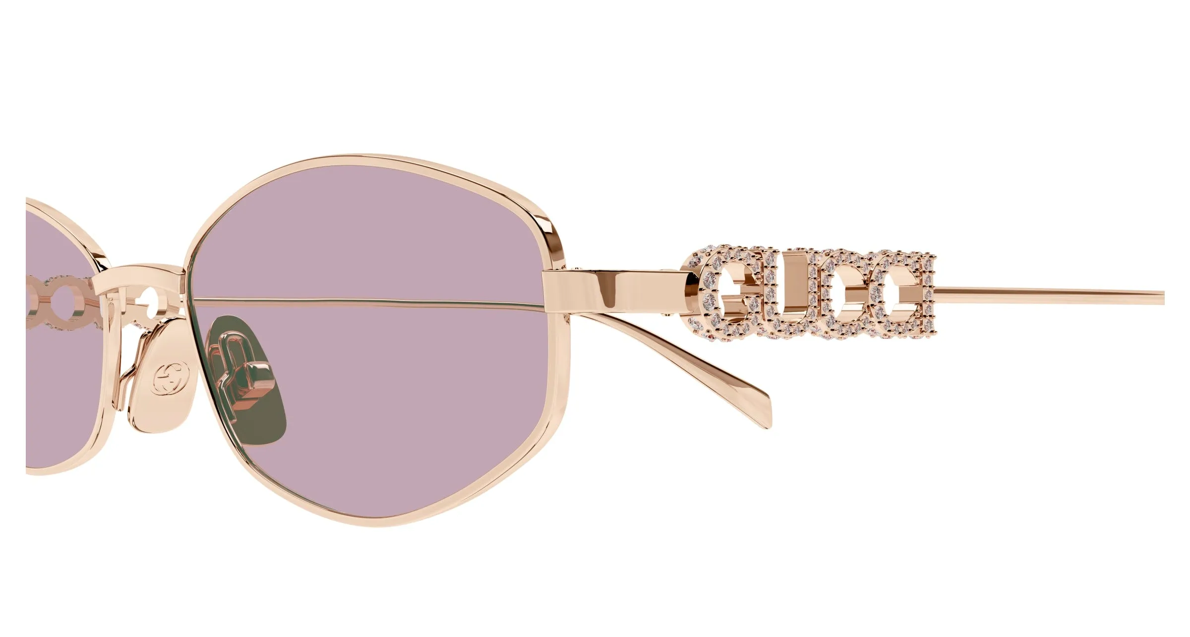 Gucci GG1802S 003 Occhiali da sole Metallo Oro Viola Rotonda - immagine 3
