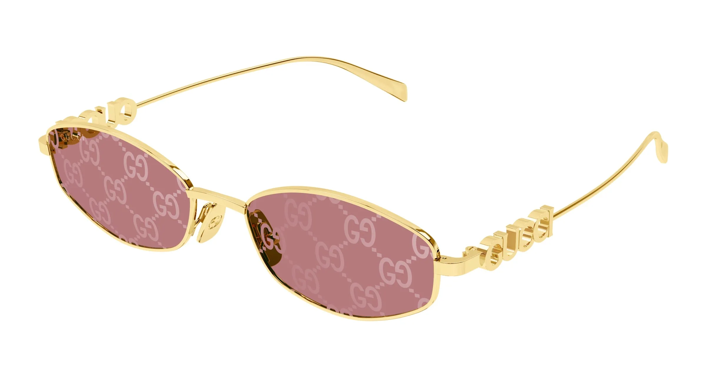 Gucci GG1802S 002 Occhiali da sole Metallo Oro Rosso Rotonda - immagine 1