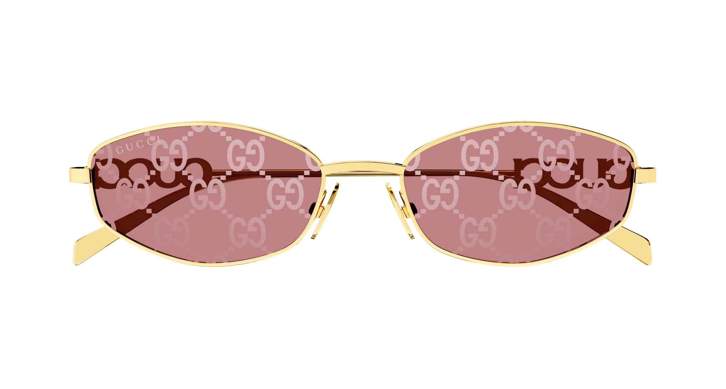 Gucci GG1802S 002 Occhiali da sole Metallo Oro Rosso Rotonda - immagine 2