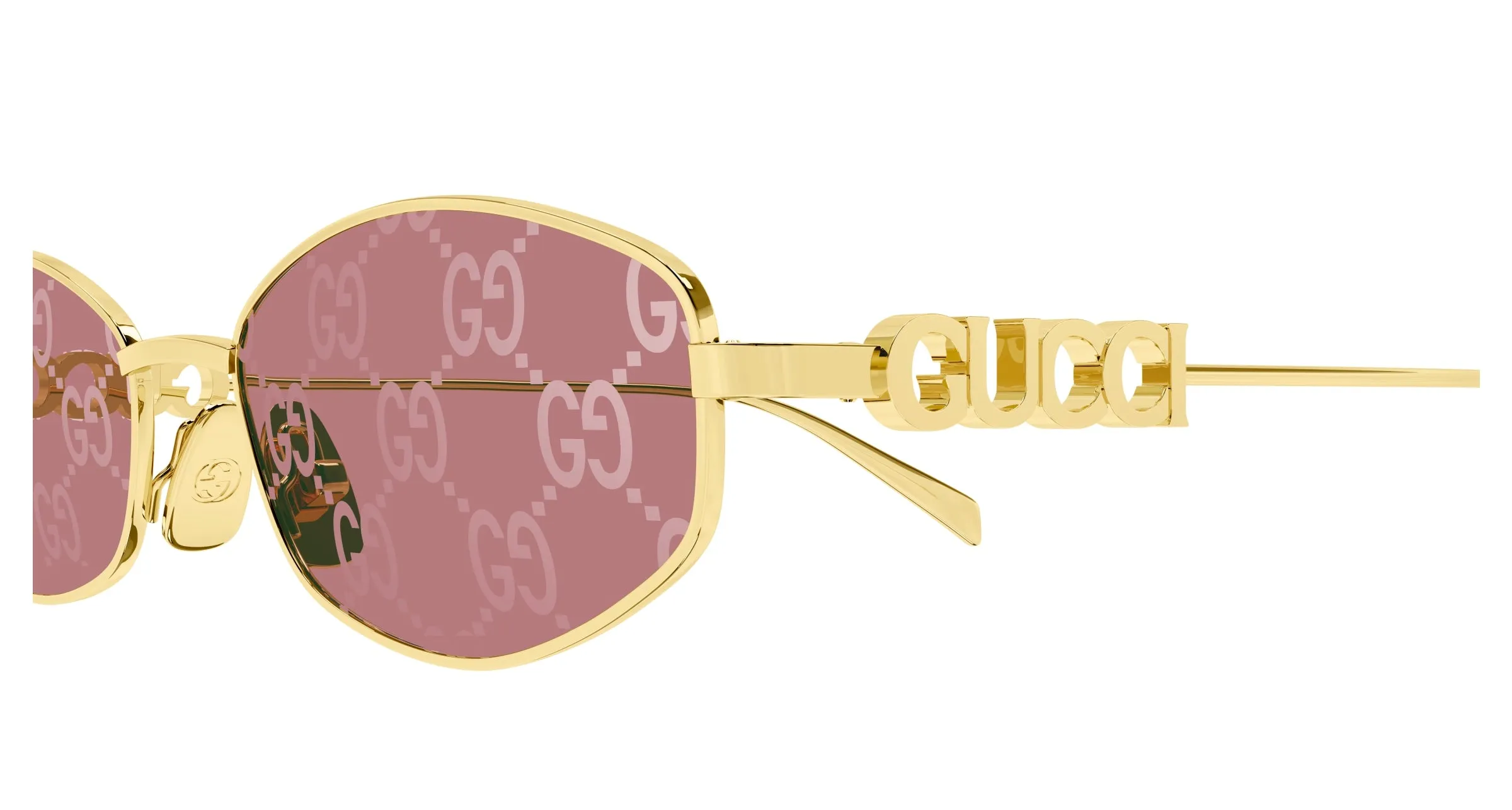 Gucci GG1802S 002 Occhiali da sole Metallo Oro Rosso Rotonda - immagine 3