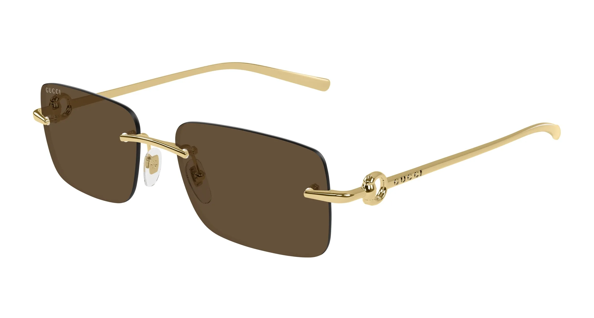 Gucci GG1703S 004 Occhiali da sole Metallo Oro Marrone Squadrata - immagine 1