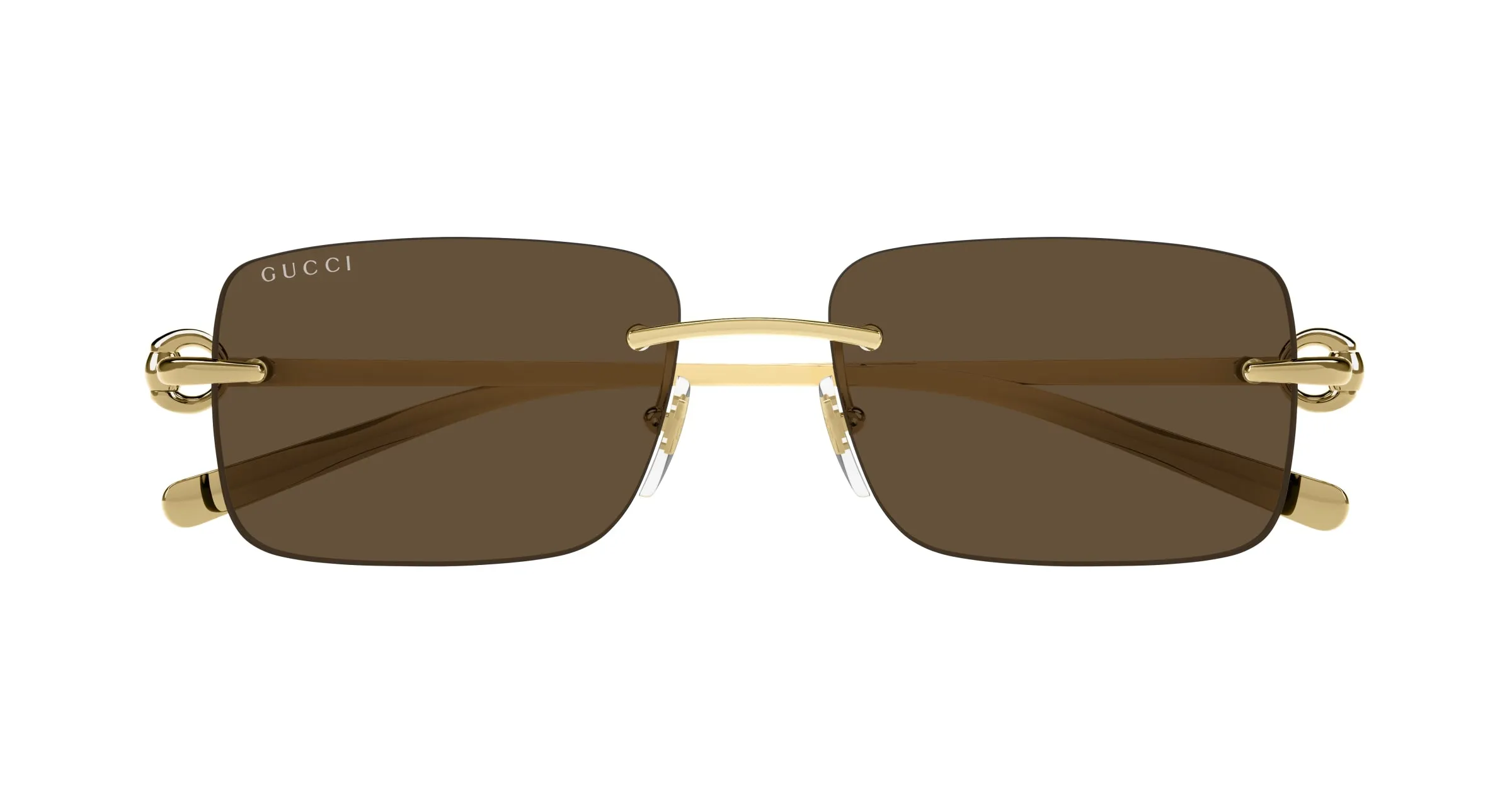 Gucci GG1703S 004 Occhiali da sole Metallo Oro Marrone Squadrata - immagine 2