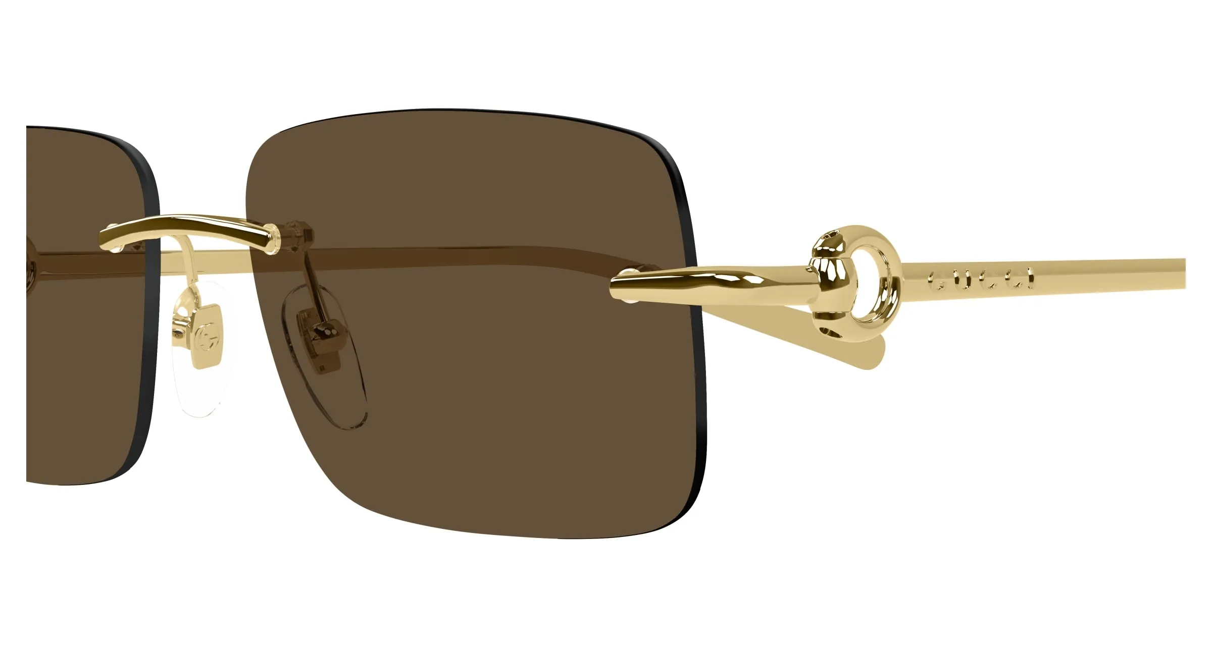 Gucci GG1703S 004 Occhiali da sole Metallo Oro Marrone Squadrata - immagine 3