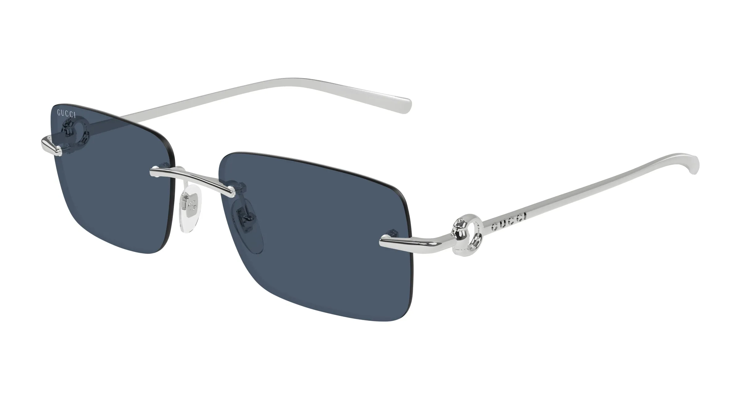 Gucci GG1703S 003 Occhiali da sole Metallo Argento Blu Squadrata - immagine 1