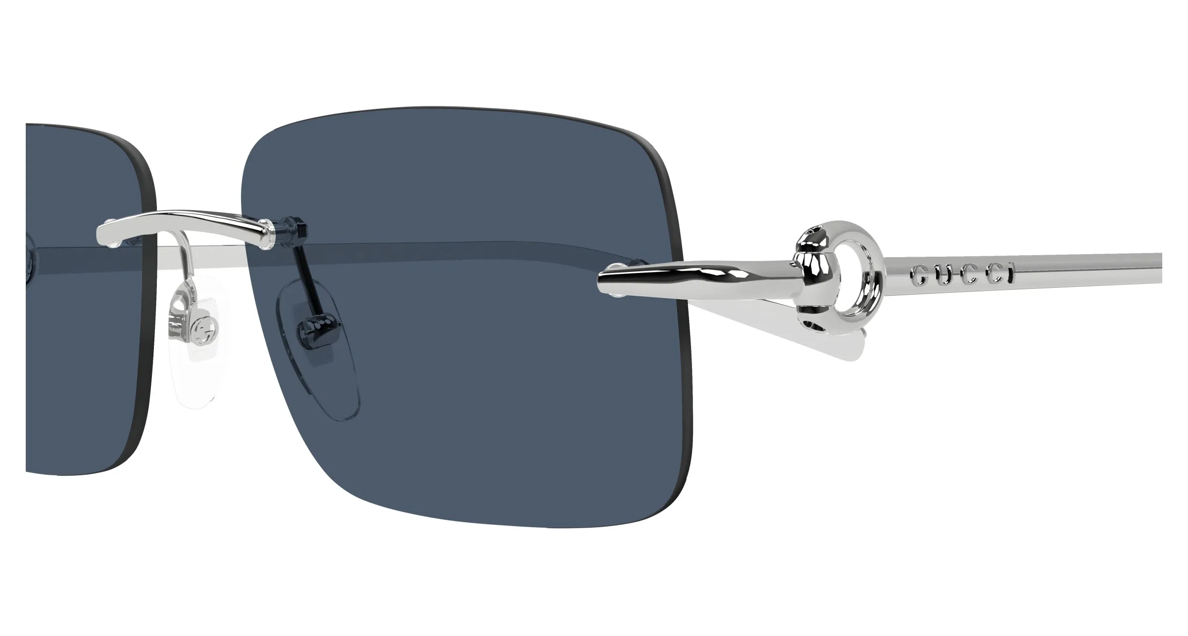 Gucci GG1703S 003 Occhiali da sole Metallo Argento Blu Squadrata - immagine 3