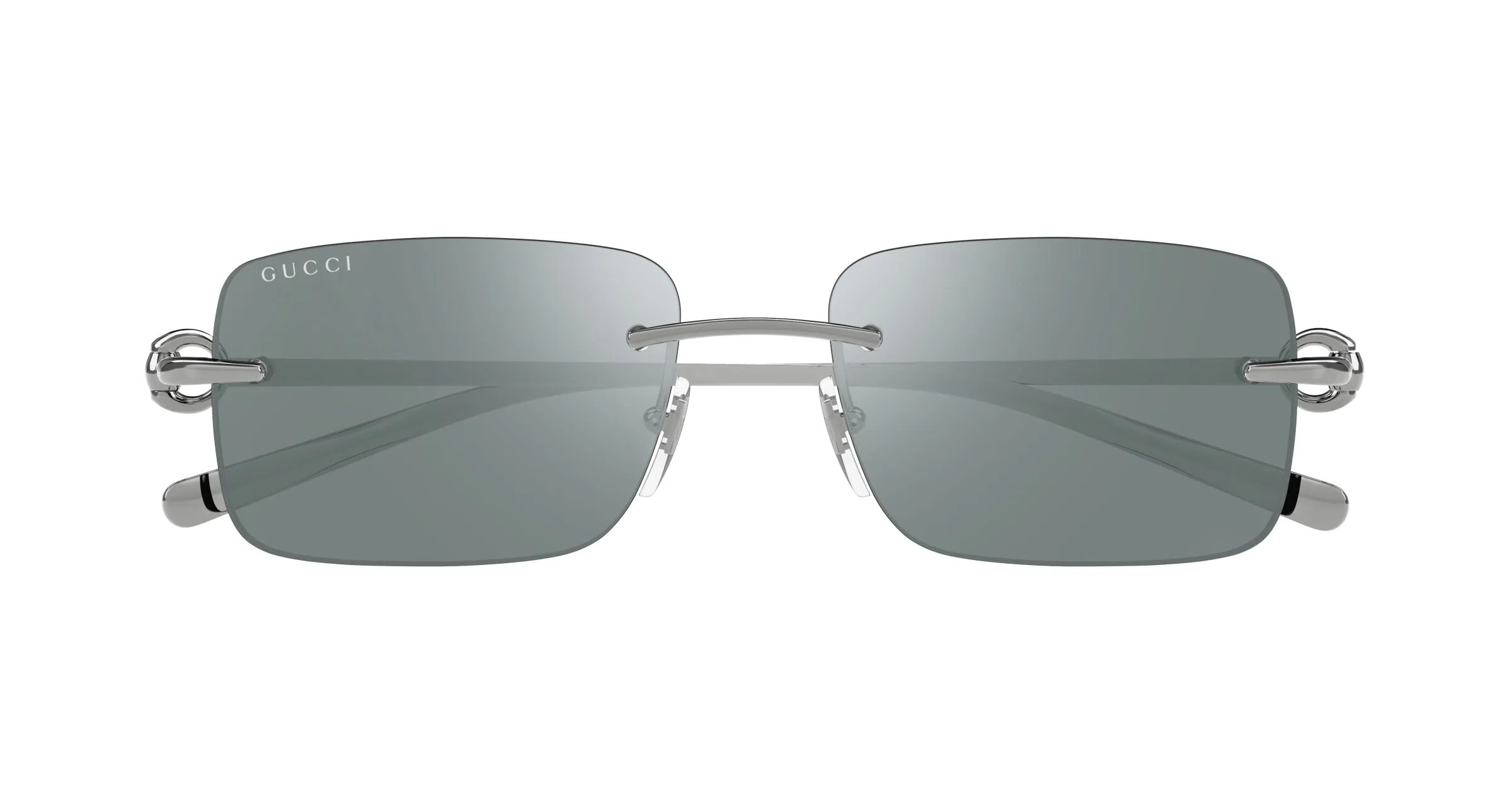 Gucci GG1703S 002 Occhiali da sole Metallo Argento Verde Squadrata - immagine 2