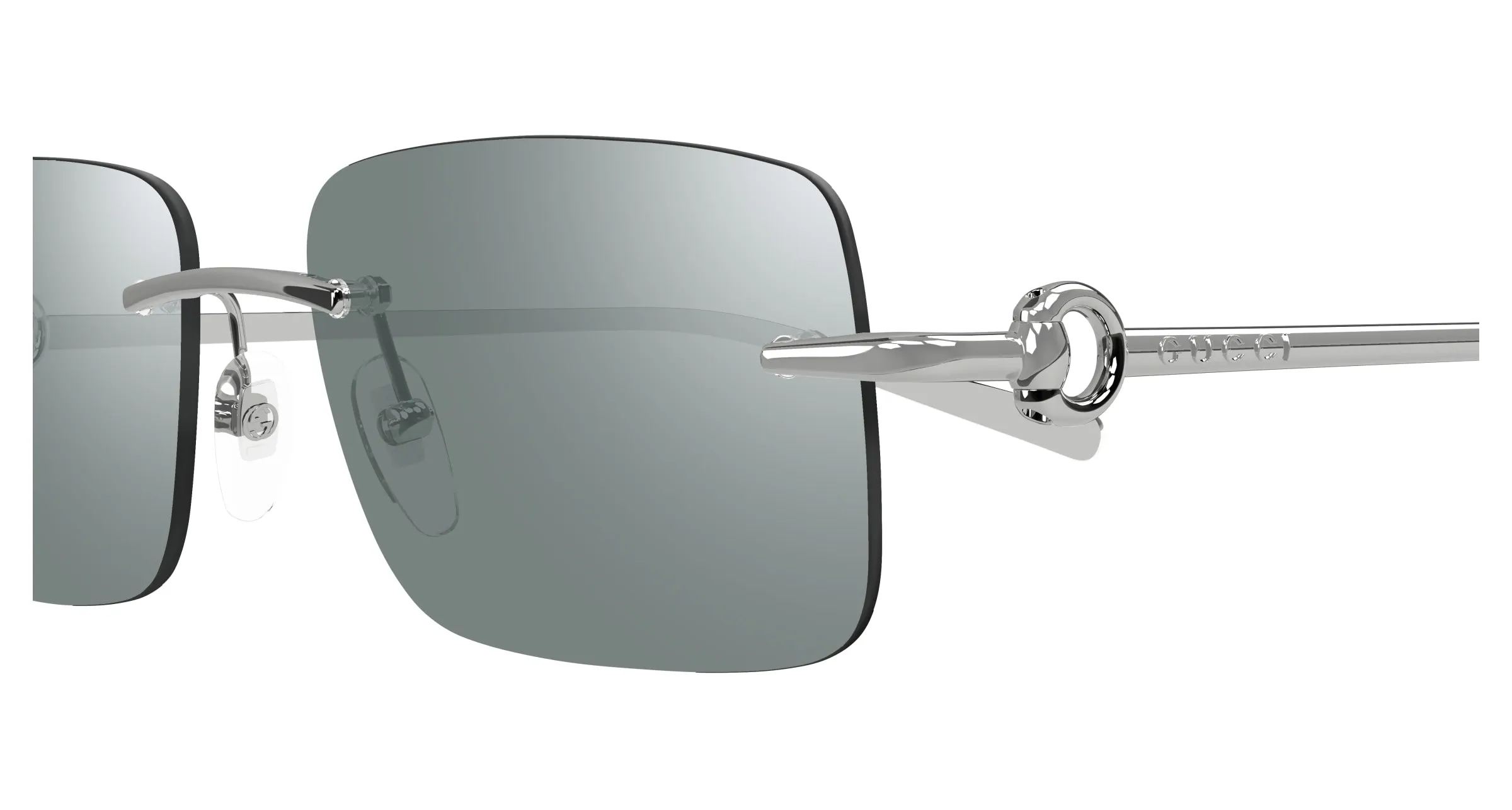 Gucci GG1703S 002 Occhiali da sole Metallo Argento Verde Squadrata - immagine 3