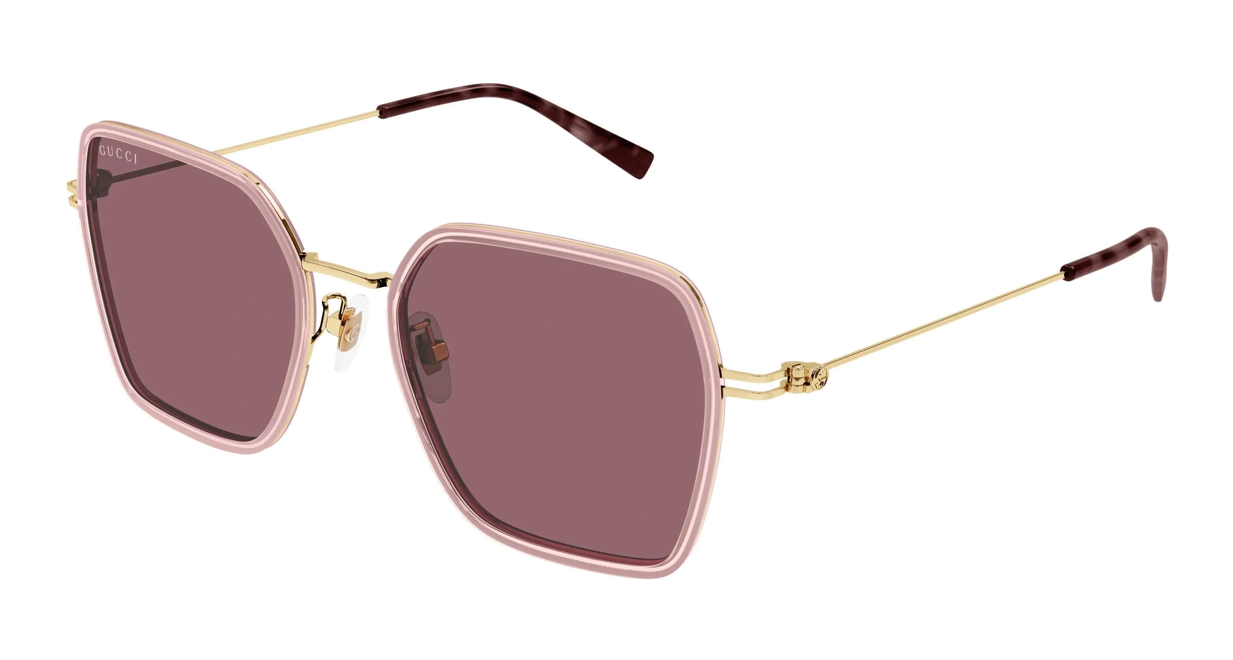 Gucci GG1850SA 004 Occhiali da sole Iniettato Rosa Rosso Squadrata - immagine 1
