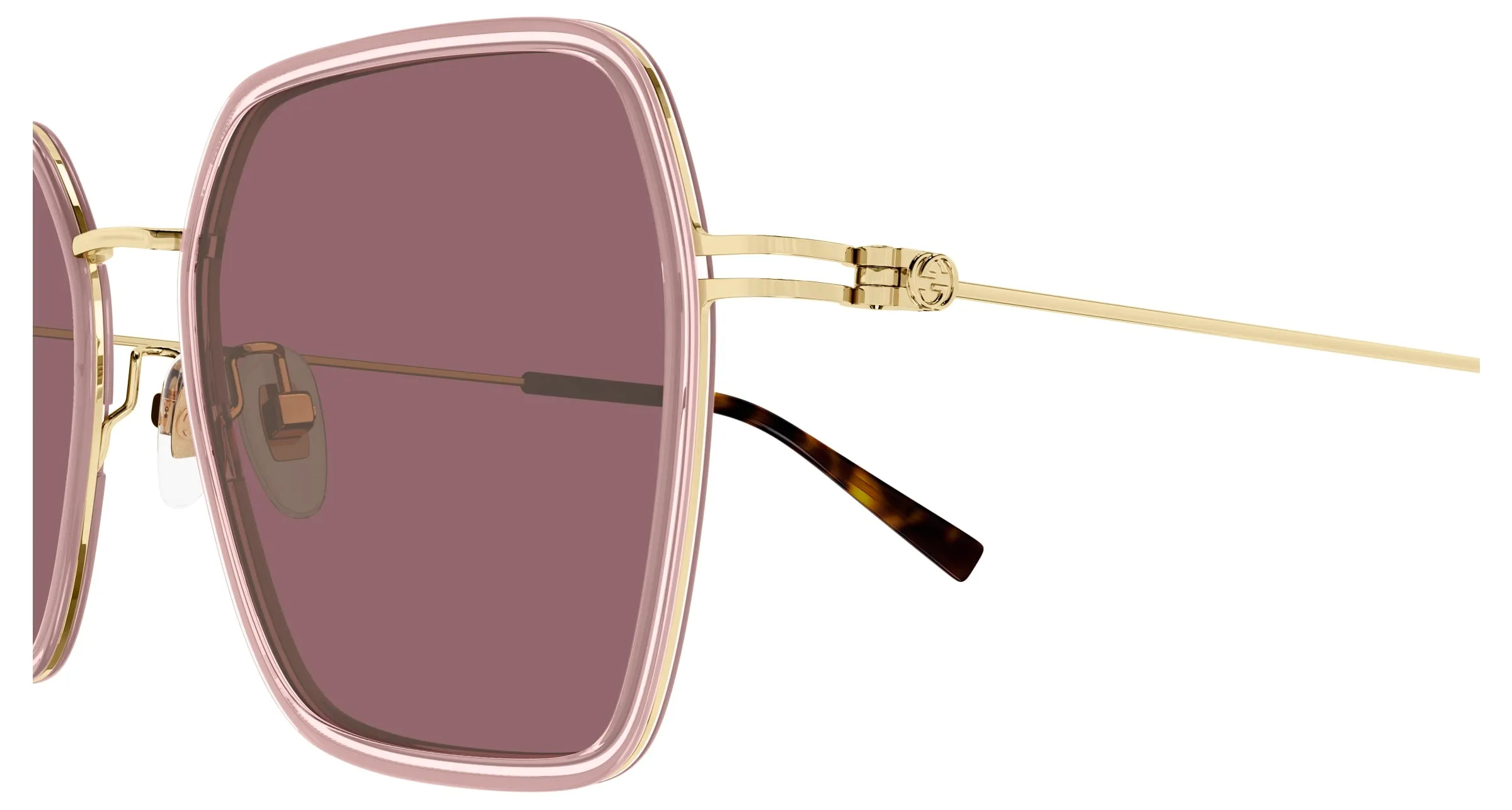 Gucci GG1850SA 004 Occhiali da sole Iniettato Rosa Rosso Squadrata - immagine 3