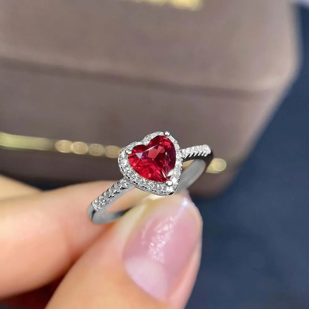 XFSRG Anello Solitario Donna Cuore con Zircone Fidanzamento Fedine Fidanzamento Anello Elegante Romantico per Donna Ragazza Gioiello da Cerimonia Anniversario (9) - immagine 3