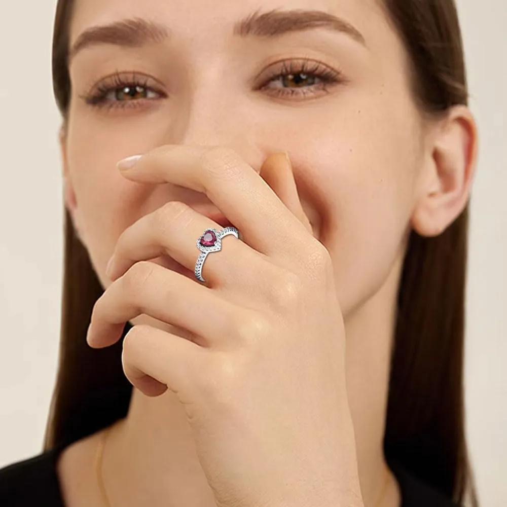 XFSRG Anello Solitario Donna Cuore con Zircone Fidanzamento Fedine Fidanzamento Anello Elegante Romantico per Donna Ragazza Gioiello da Cerimonia Anniversario (9) - immagine 5