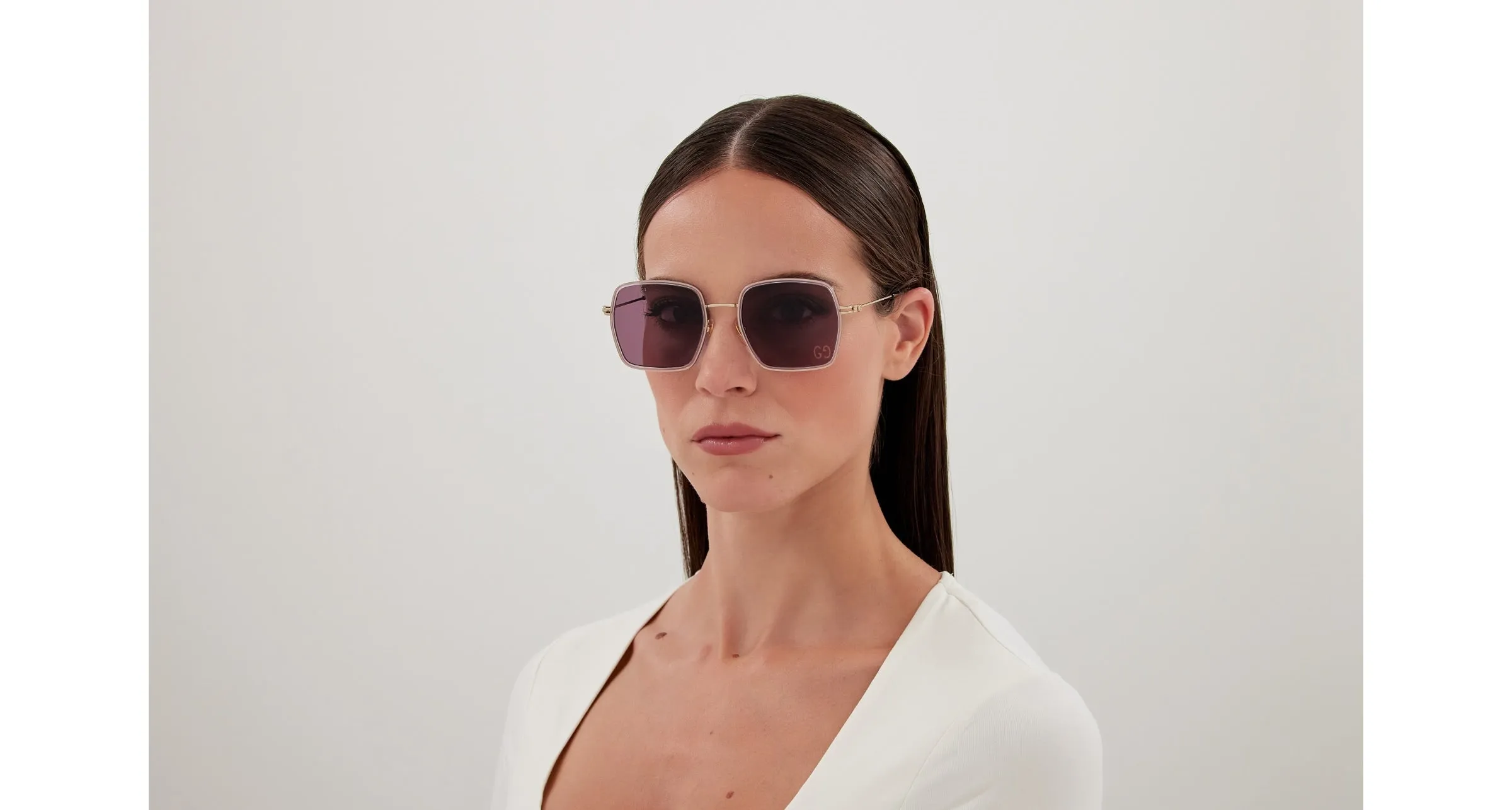 Gucci GG1848S 005 Occhiali da sole Iniettato Rosa Viola Squadrata - immagine 4